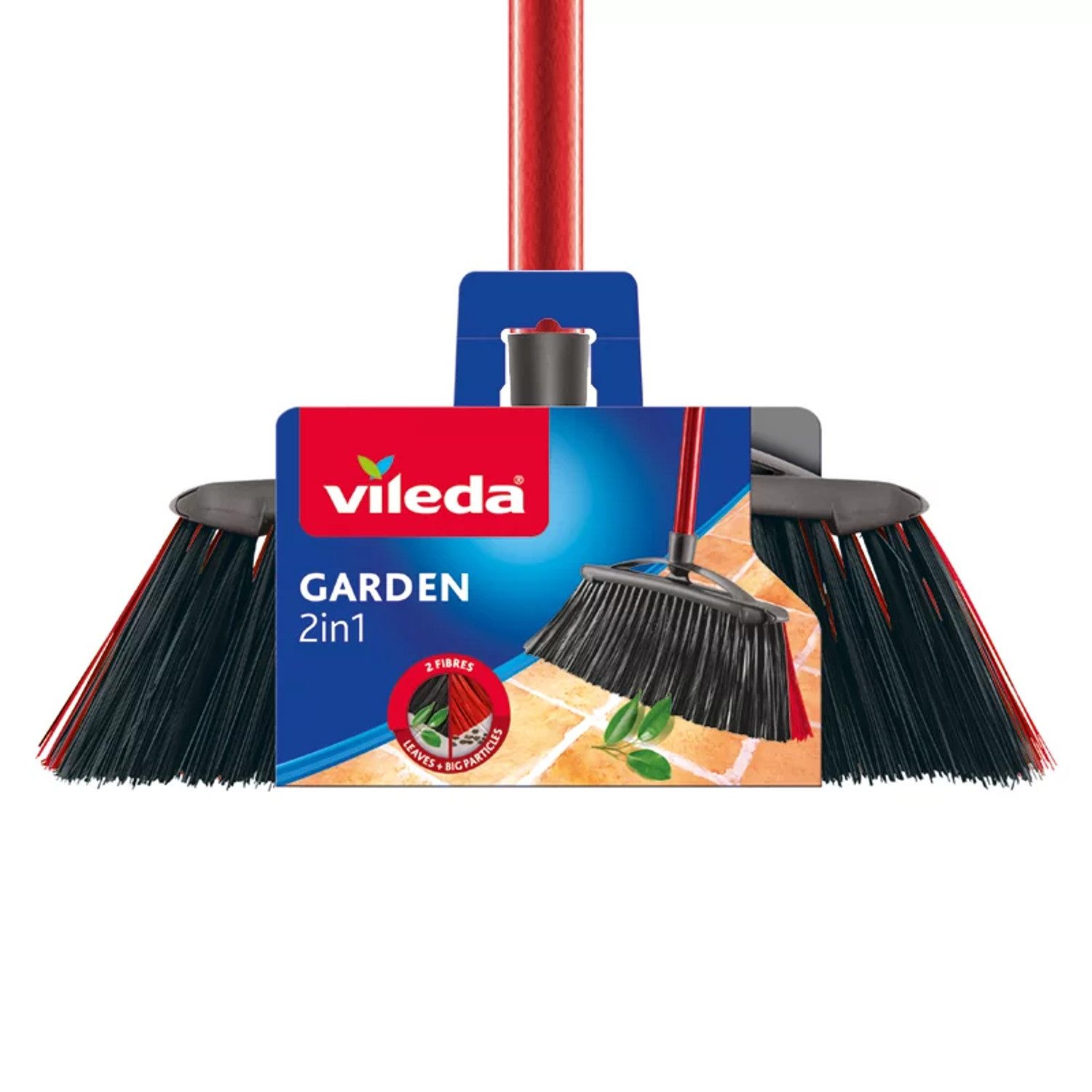 Vileda Staubbesen 2in1 Garden, Außenbesen mit Stiel Garden Bürste im Freien