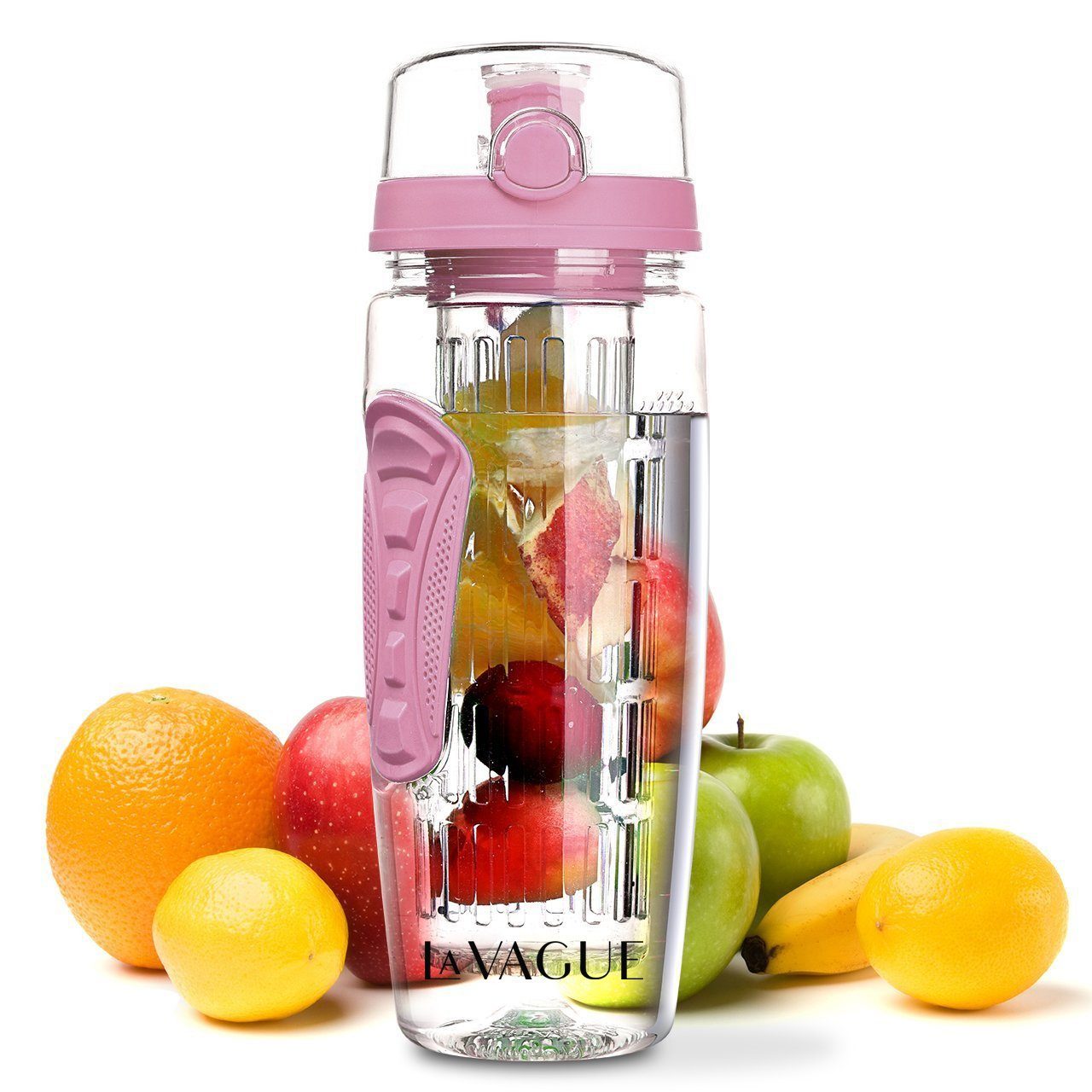 LA VAGUE Trinkflasche VITALITY trinkflasche mit einsatz, Trinkflasche mit Früchtesieb für perfekt aromatisierte Getränke rosa