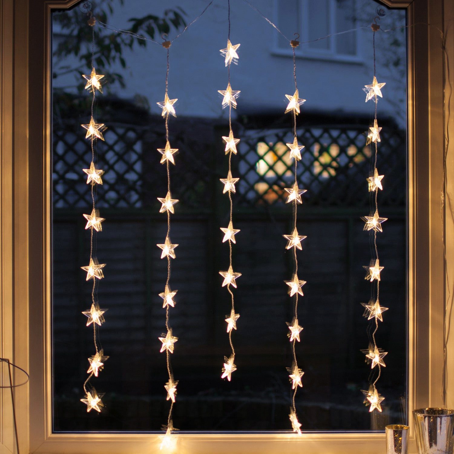 Lights4fun LED-Lichtervorhang 40er LED Sternen Lichtervorhang warmweiß 1 x 1,2m Innen
