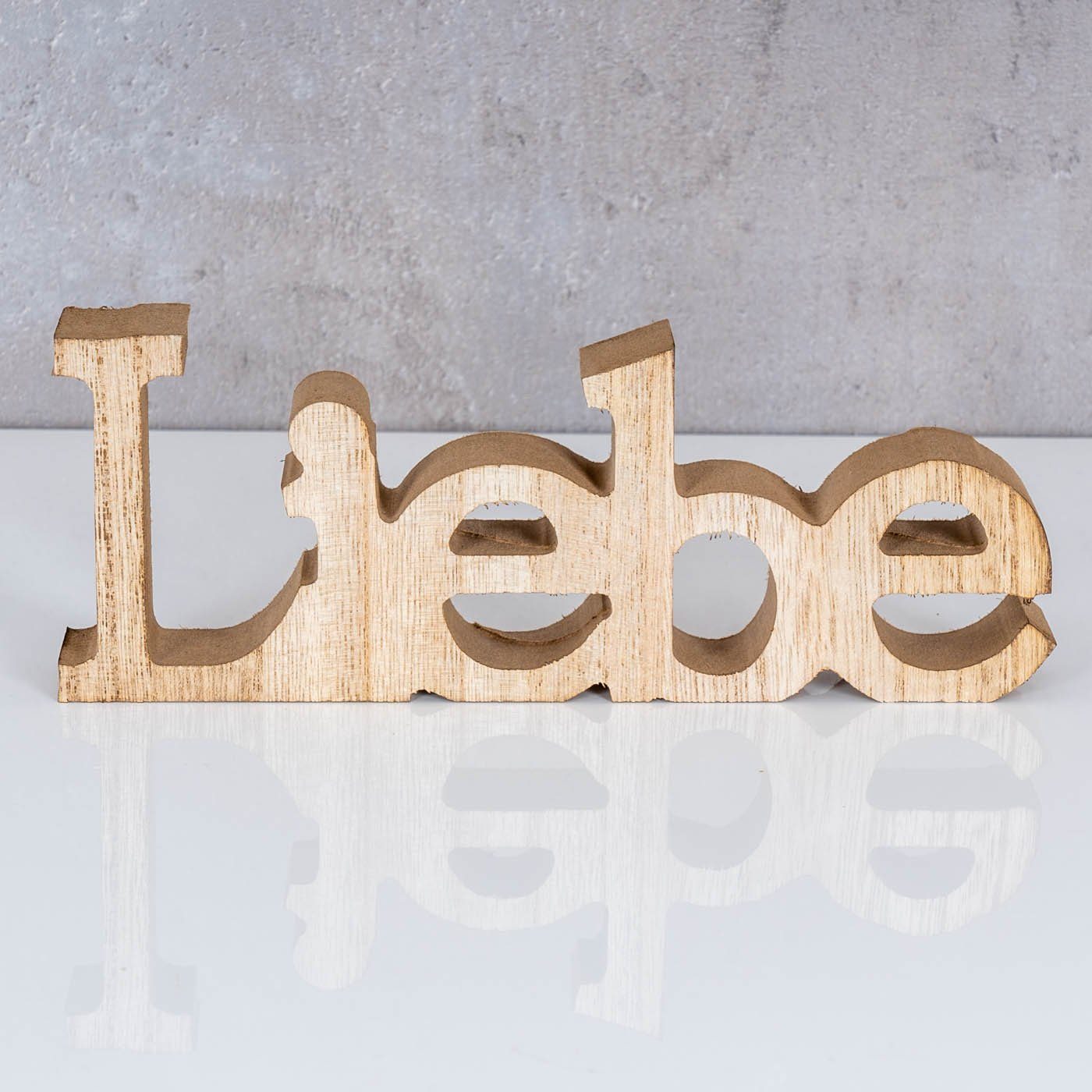 Levandeo® Deko-Schriftzug, 3er Set Liebe Braun Lebe Aufsteller Deko Natur Schriftzug Lache Holz