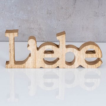 Levandeo® Deko-Schriftzug, 3er Set Schriftzug Holz Lebe Liebe Lache Braun Aufsteller Deko