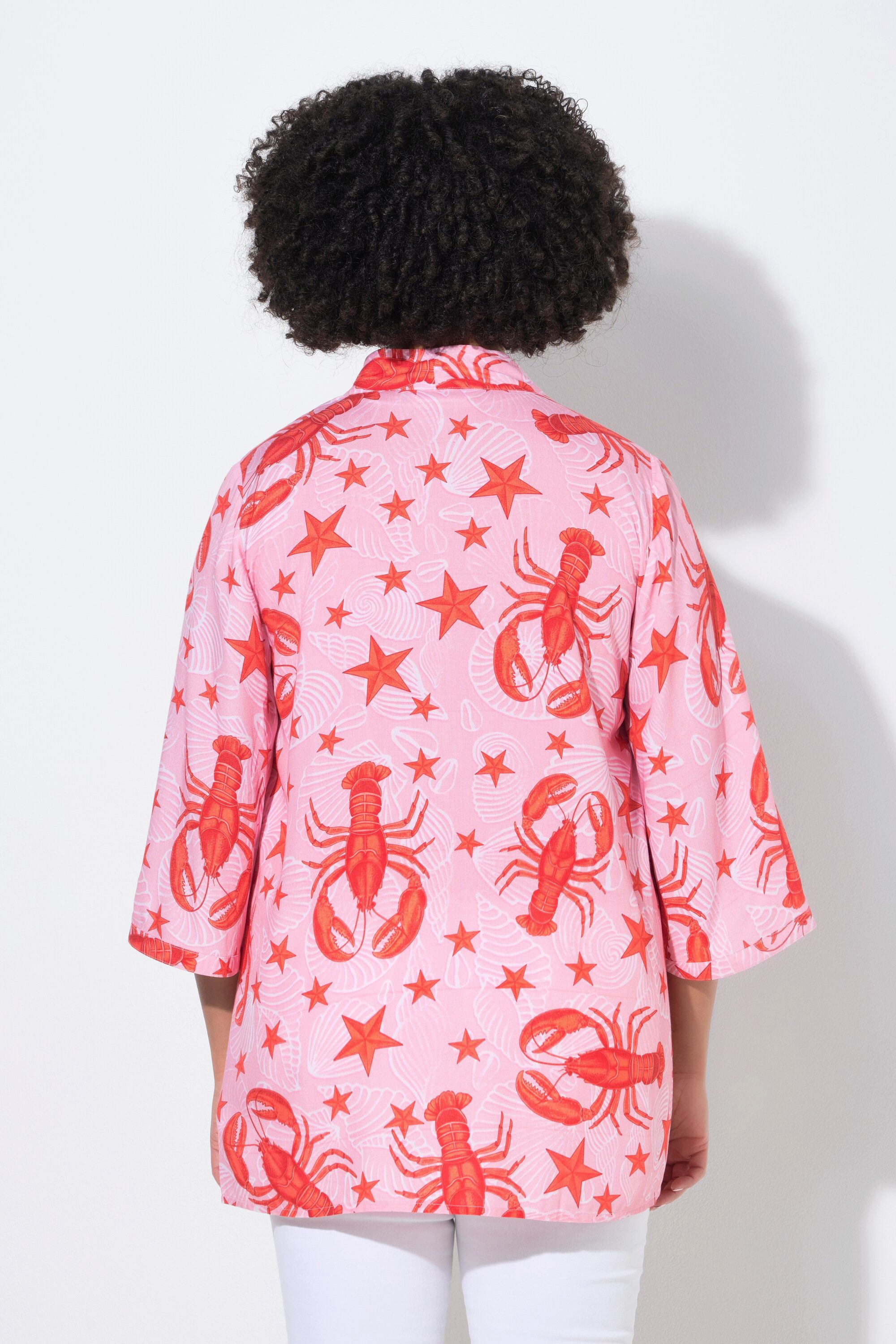 Angel of Style Longbluse Kimono Hummer-Muster offene Jacke 3/4-Ärrmel