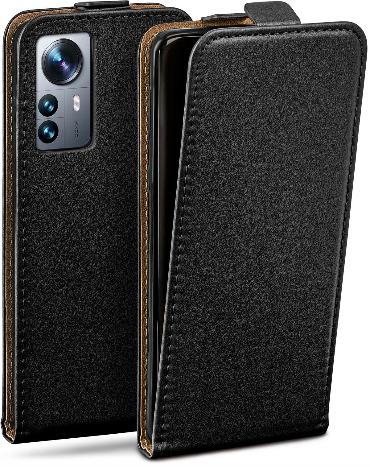 moex Handyhülle für Xiaomi 12 Pro Hülle Klappbar Flip Case Schwarz 6,73 Zoll, 360 Grad Schutz Handytasche Leder Optik PU Lederhülle Cover Klapphülle