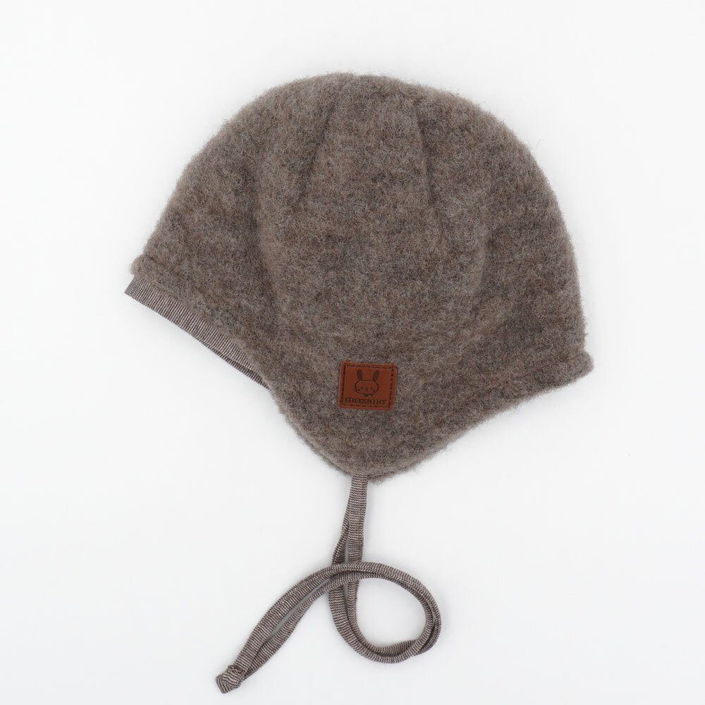 MAXIMO Fleecemütze GOTS BABY-Mütze,Wollfleece kbT Jerseyfutter kbA, Bindeband (1-St) Wollfleece