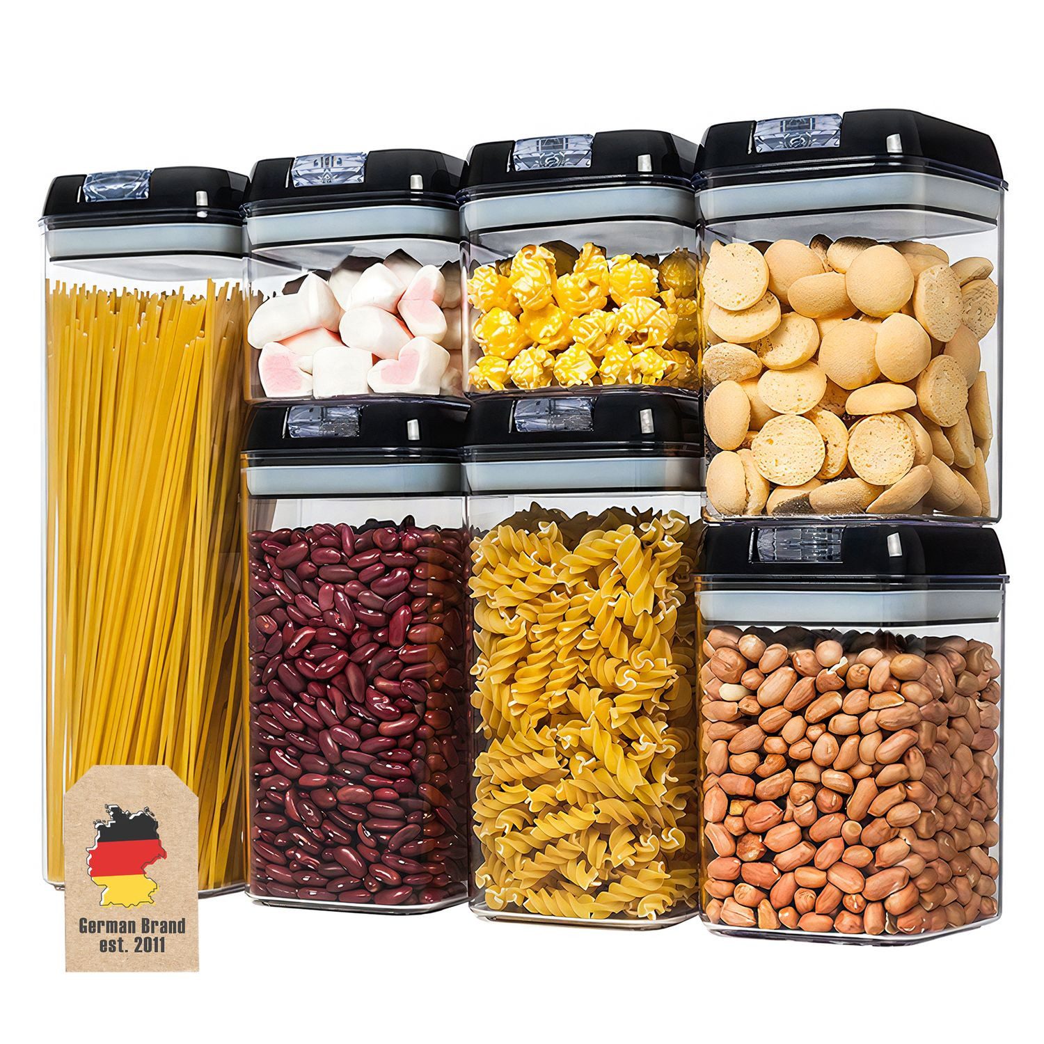 Intirilife Aufbewahrungssystem, PP, (7-tlg., 7x Vorratdose), 7-tlg Set Lebensmittelbehälter Aufbewahrungsboxen verschiedene Größen