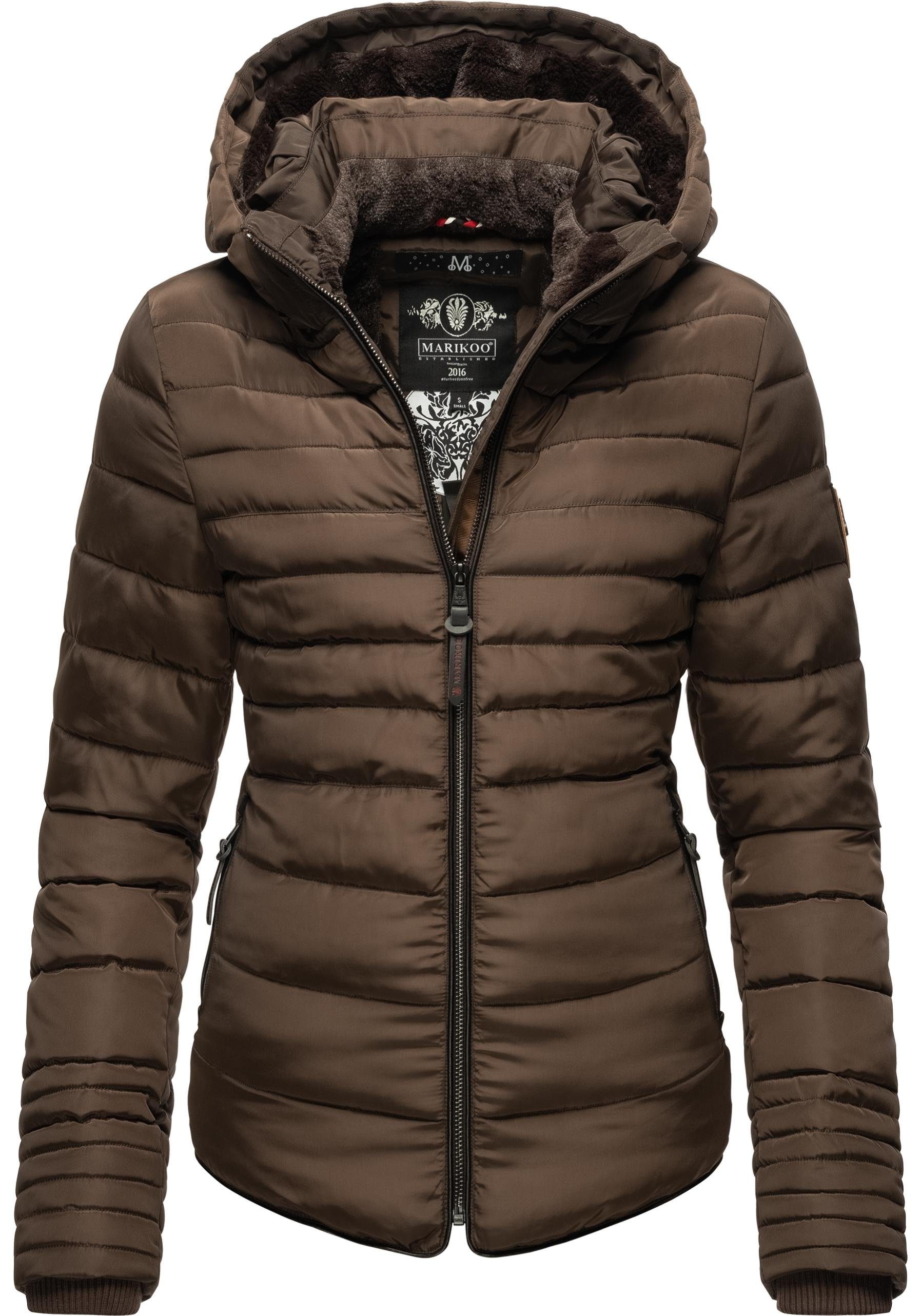 Marikoo Winterjacke Amber stylische Steppjacke mit Teddyfutter