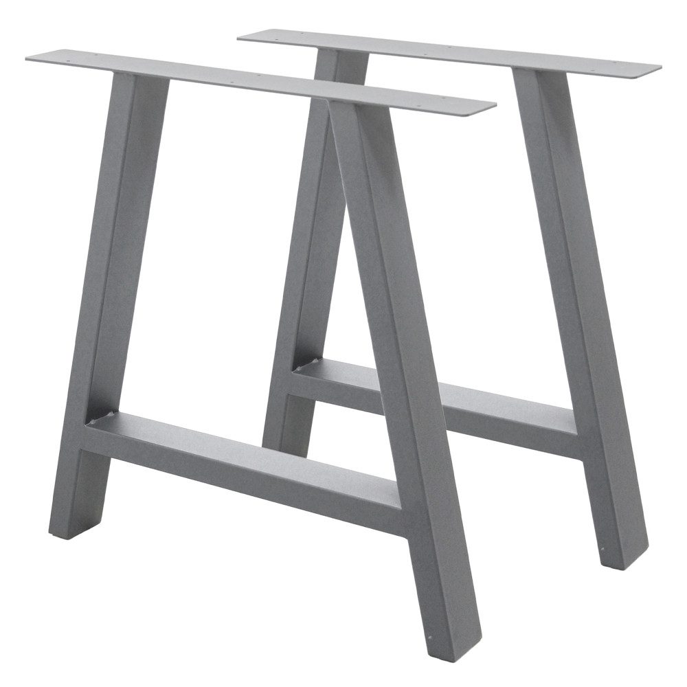 ECD Germany Tischbein 2x Tischbeine A-Design aus pulverbeschichtetem Stahl, Möbelfüße A-Form 70x72 cm Metall Tischkufen