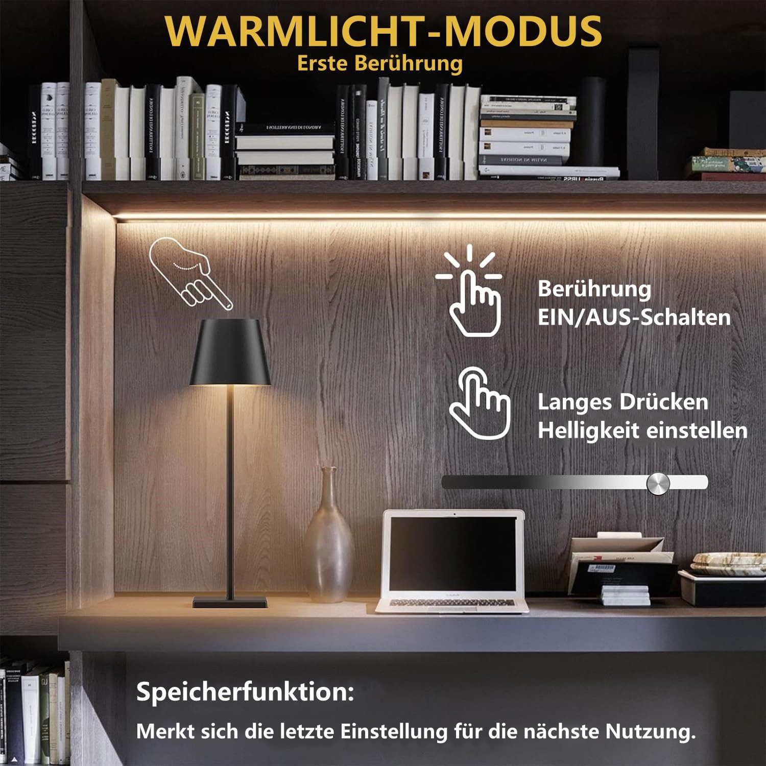 Elegear Nachttischlampe LED Dimmbare Akku Tischlampe günstig online kaufen
