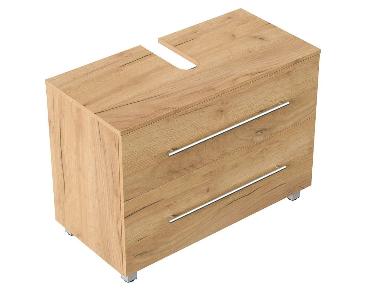 einfachgutemoebel Waschtisch-Set Badezimmer Stand-Waschtisch SENTINEL 85cm, gold-eiche, (Badmöbel Set, 1-St., Waschtisch Set)