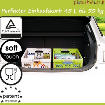 KiNDERWELT Klappbox 2x Premium Faltbox 45 L mit Soft-Touch Griffen, aus hochwertigem Kunststoff
