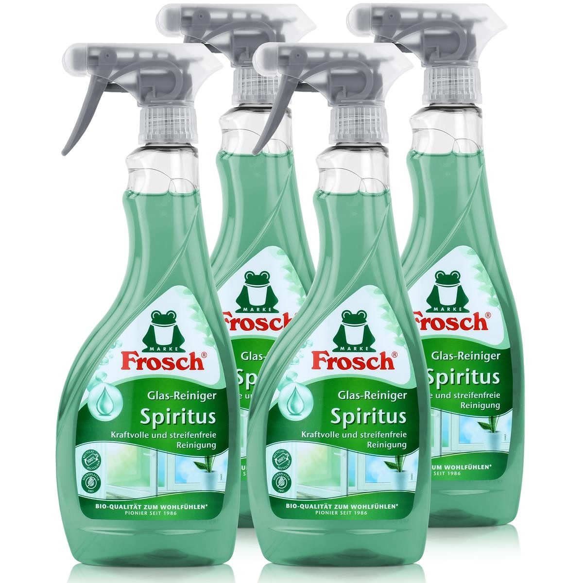 FROSCH 4x Frosch Spiritus Glas-Reiniger Sprühflasche 500 ml Glasreiniger