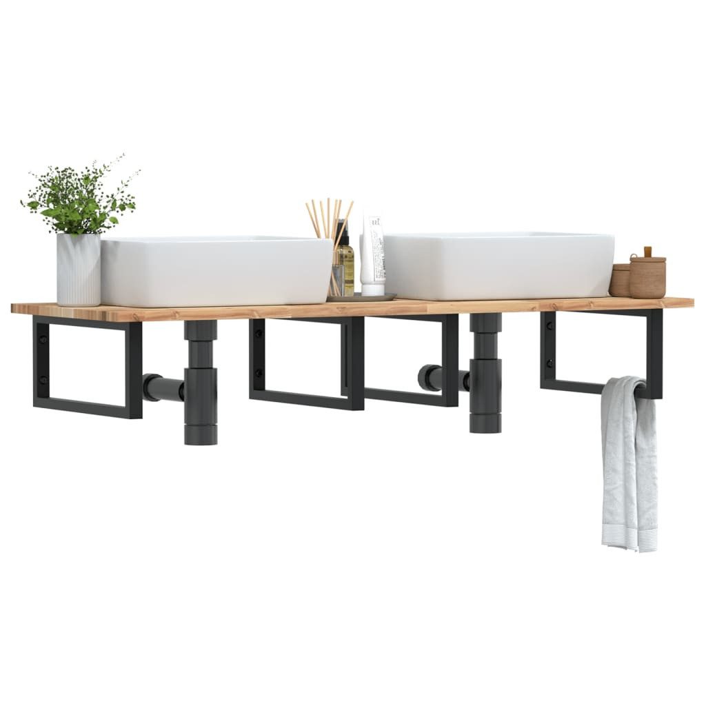 vidaXL Badezimmerspiegelschrank Waschbeckenregal Wandmontage Stahl und nholz (1-St)