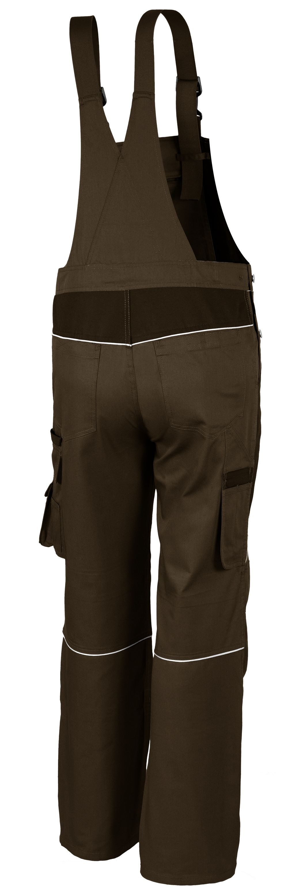 Qualitex Workwear Arbeitslatzhose strapazierfähige PROfessionals Latzhose aus faserverstätktem Gewebe (1-tlg) MG 245 g Blaumann - 15 Taschen - pflegeleichte Arbeitshose - Waschbar
