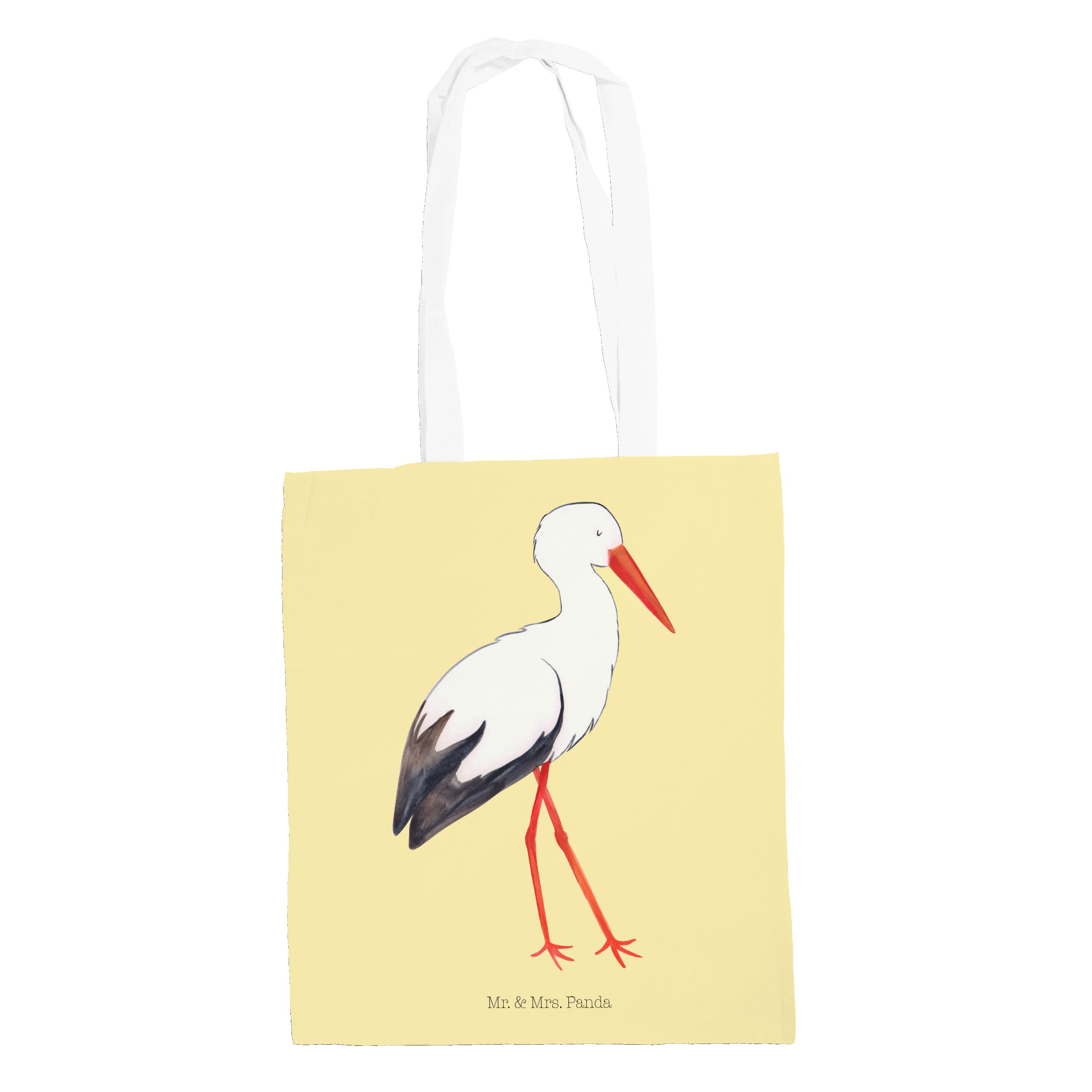 Mr. & Mrs. - Panda (1-tlg) Pastell - Beuteltasche, Gelb Storch Tragetasche Tiermotive, Schwanger Geschenk