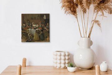OneMillionCanvasses® Leinwandbild Der lustige Haushalt - Jan Steen, (1 St), Leinwand Bilder für Wohnzimmer Schlafzimmer