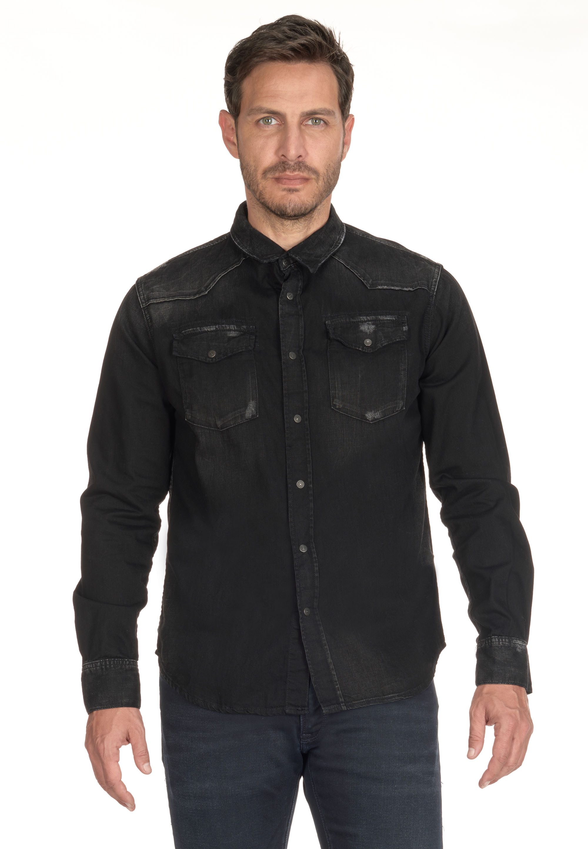 Le Temps Des Cerises Langarmhemd JUANITO mit aufgesetzten Brusttaschen