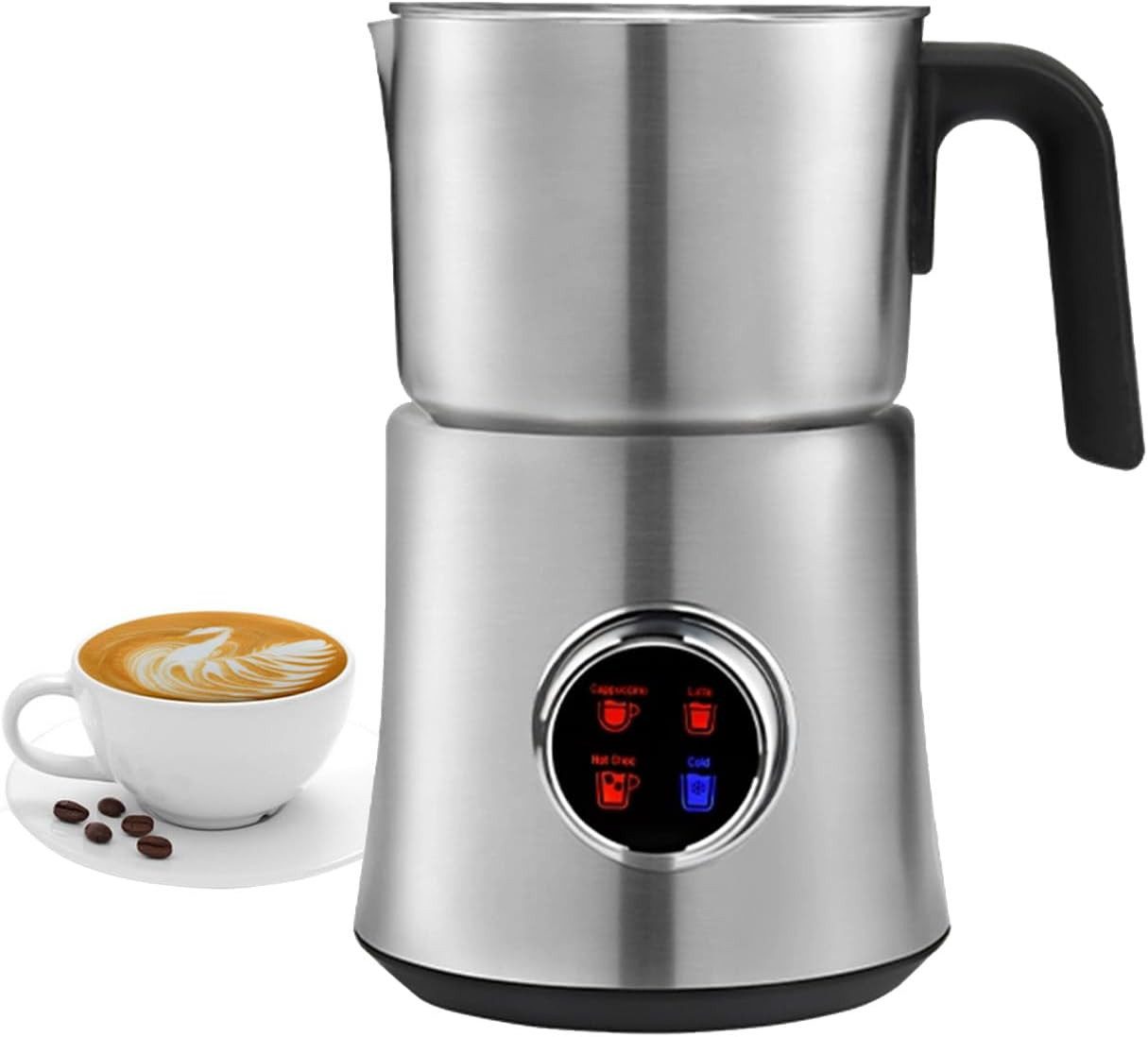 AURIVION Milchaufschäumer Milchaufschäumer elektrischer Milchaufschäumer 900 ml, 500 W, Automatischer Rührbecher aus Edelstahl 304, intelligent & robust