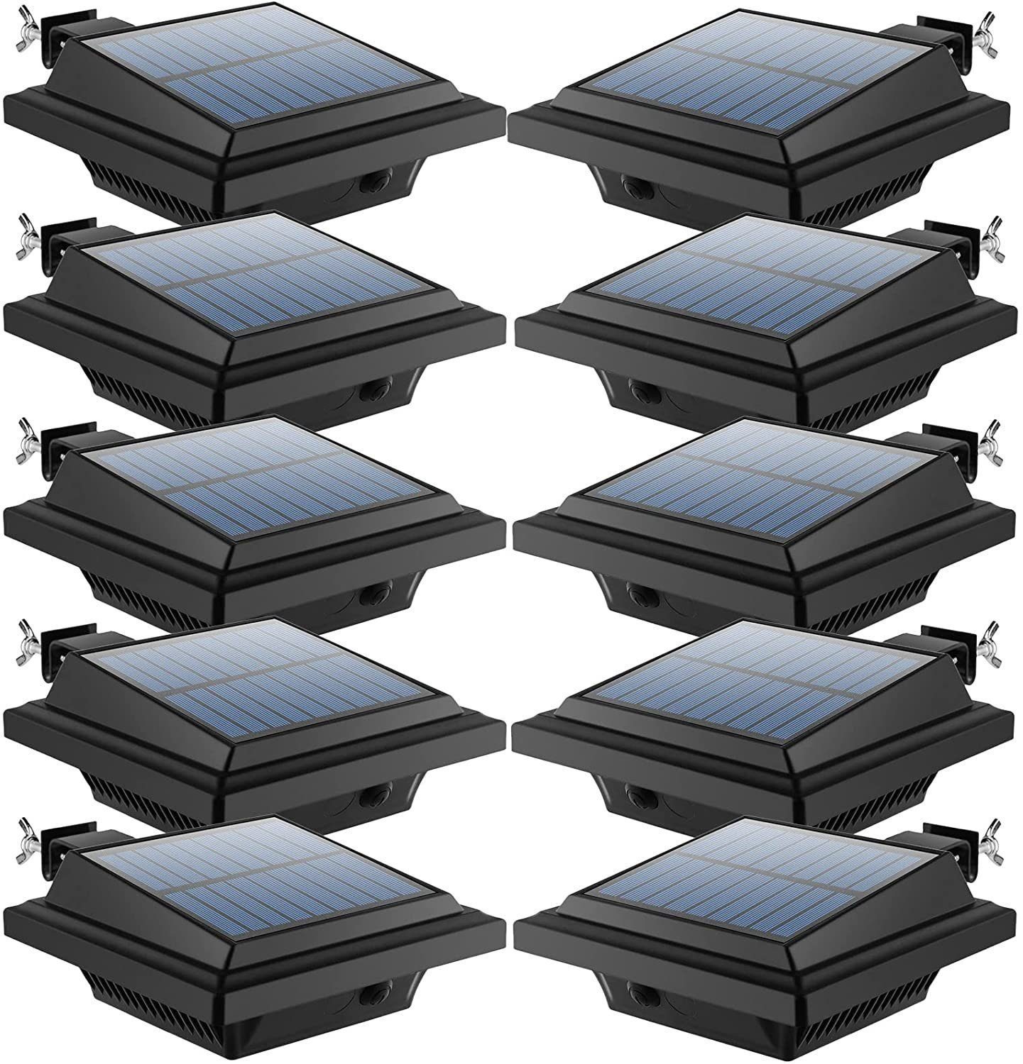 Coisini Dachrinnenleuchte 10Stk. Solar Zaunlampen Wegeleuchte für Zaun Lichtsensor 40LEDs Haus