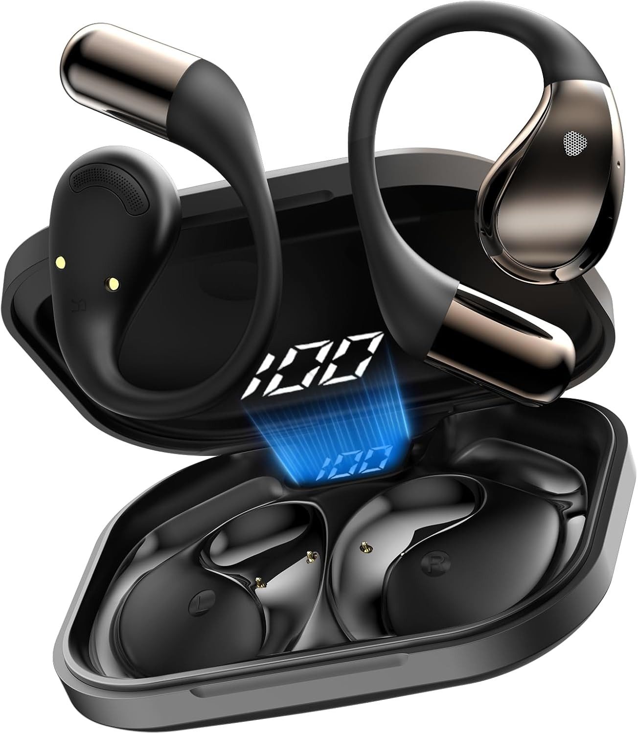 Fyrove 2026 Neue Open Ear Kopfhörer, In Ear Kopfhörer Bluetooth 6.0 Open-Ear-Kopfhörer (60H Spielzeit, IPX7 wasserdichte Bluetooth Open-Ear Sport Kopfhörer, Kopfhörer Kabellos Bluetooth HiFi Stereo mit Ohrhaken, ENC Noise Cancelling, HD-Mikrofon, kraftvollem Bass und komfortabler Passform für Sport, Büro und Alltag)