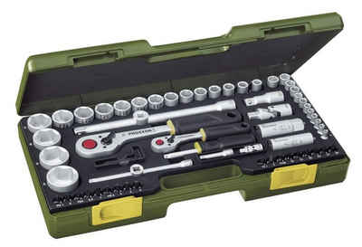 PROXXON INDUSTRIAL Werkzeugset PROXXON 23286 Nusskasten Knarrenkasten mit 6,3mm (1/4) + 12,5mm (1/2) Knarren, (65-St), inkl. Aufbewahrungskoffer