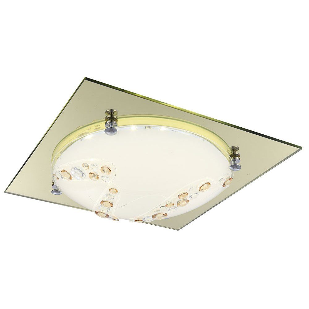 LED Kristalle Deckenlampe LED-Leuchtmittel Gold Chrom verbaut, Deckenleuchte, 31,5 LED Deckenleuchte fest Neutralweiß, etc-shop L Glas