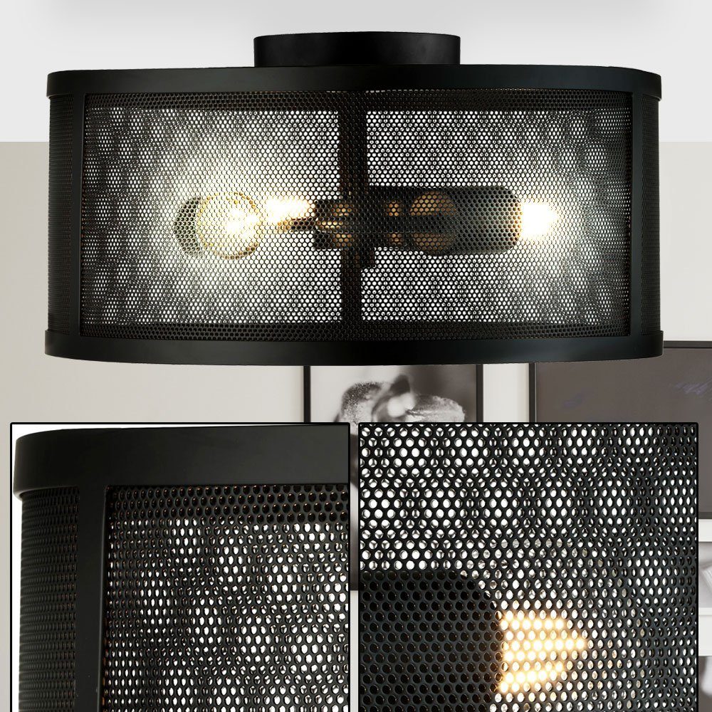 LED etc-shop Decken schwarz inklusive, Ess Wohn im- Käfig Deckenleuchte, Lampe Warmweiß, Vintage Zimmer Design Leuchte Leuchtmittel