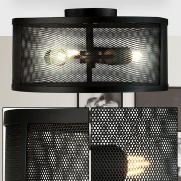 etc-shop LED Deckenleuchte, Leuchtmittel inklusive, Warmweiß, Vintage Decken Lampe Wohn Ess Zimmer Käfig Design Leuchte schwarz im-