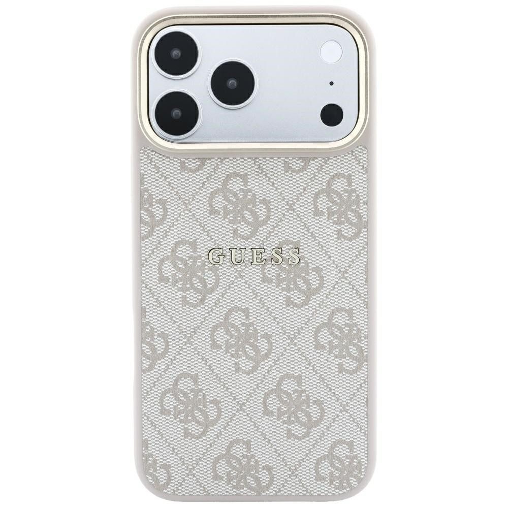 Guess Smartphone-Hülle Embossed 4G Classic kompatibel mit iPhone 18 Pro, 17 Pro Rosa 6,3 Zoll, Integrierter Magnetring für kabelloses Laden