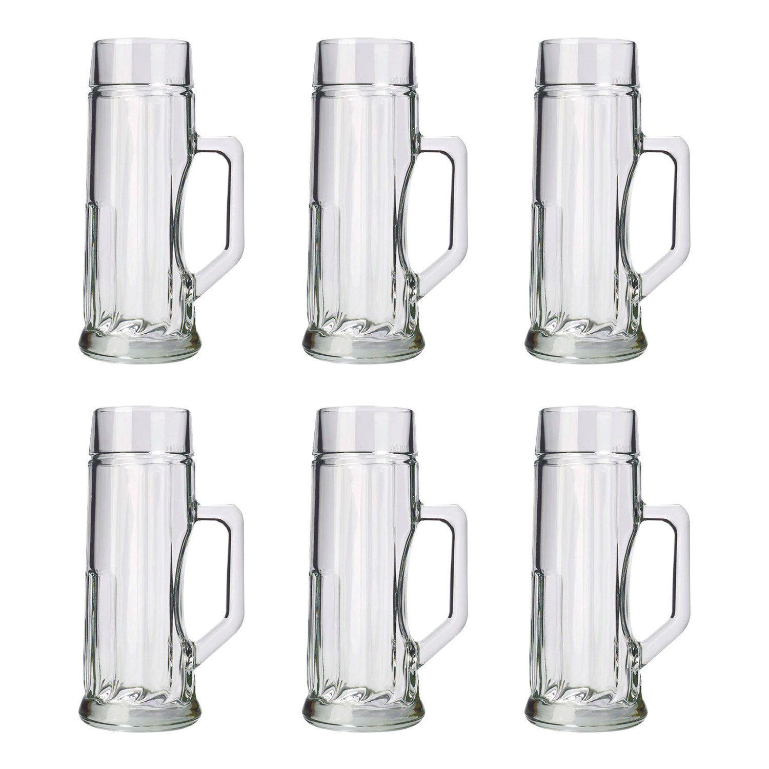 ich-zapfe Bierkrug Bierglas, Bierkrug, Maßkrug, Bierseidel 6er Set Biergläser, Premium, Gerippt - 0,5 Liter
