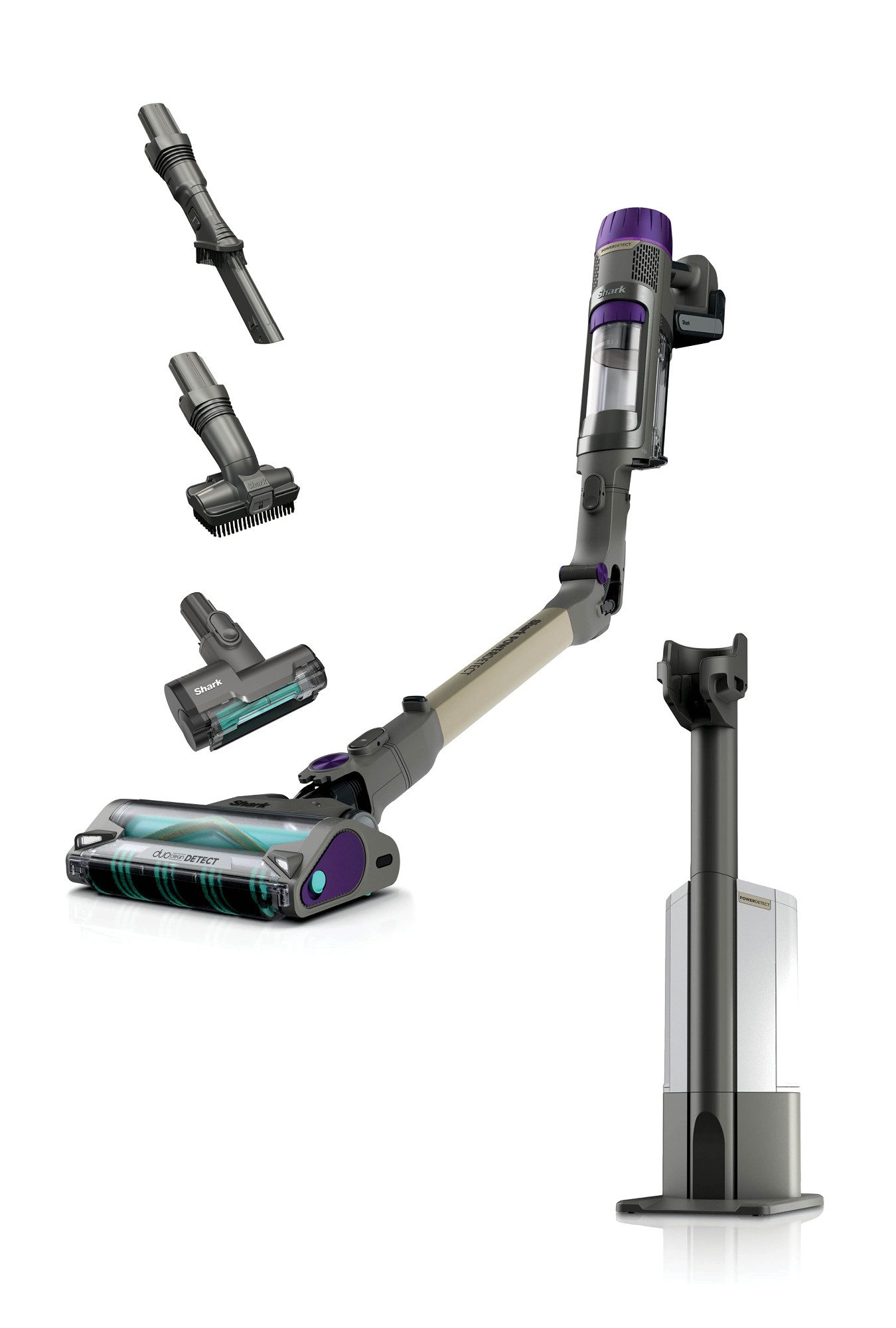 Shark Akku-Stielstaubsauger Shark PowerDetect Clean & Empty IP3251EUT, 380 W, beutellos, Akku-Staubsauger für Tierhaare, automatische Entleerungsstation