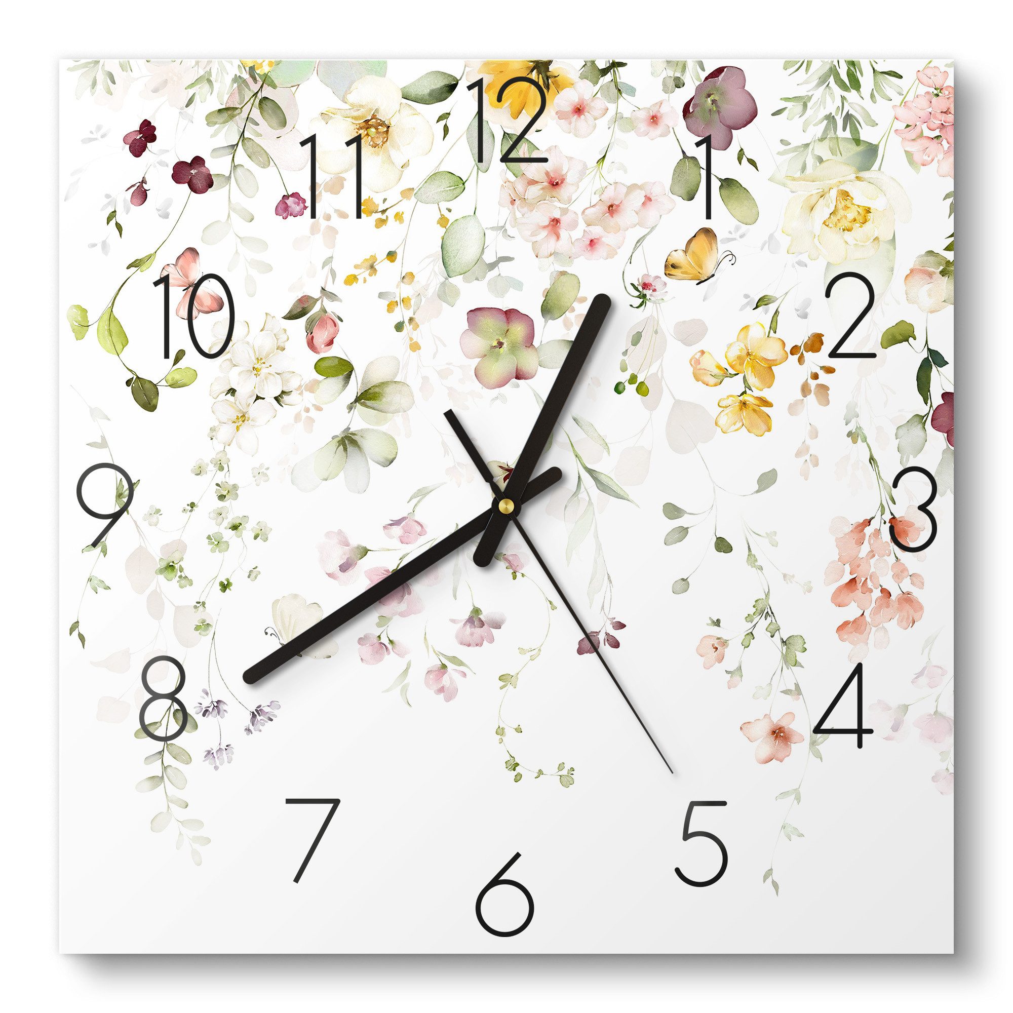 DEQORI Wanduhr 'Zarte Blütenpracht' (Glas Glasuhr günstig online kaufen