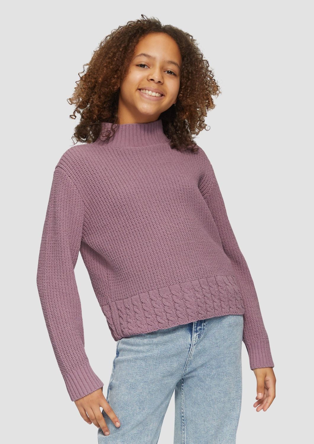 s.Oliver Strickpullover Casual (1-tlg) Strick, Muster, Stehkragen, Boxy-Schnitt