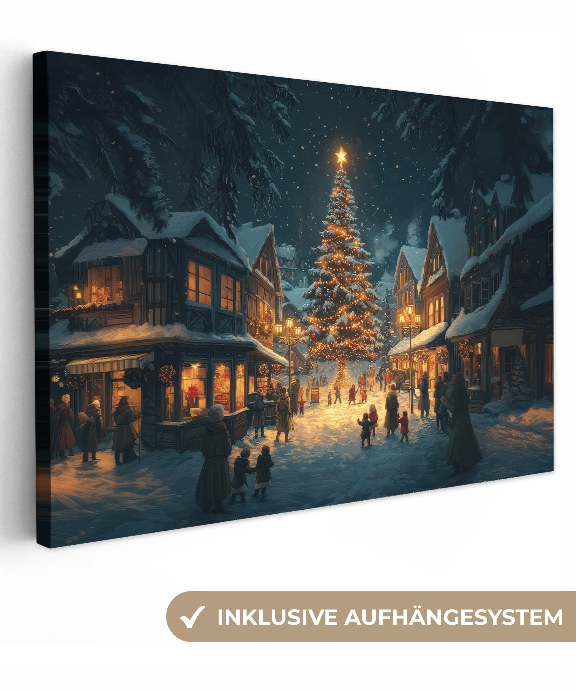 OneMillionCanvasses® Leinwandbild Weihnachtsfeier - Dorf - günstig online kaufen