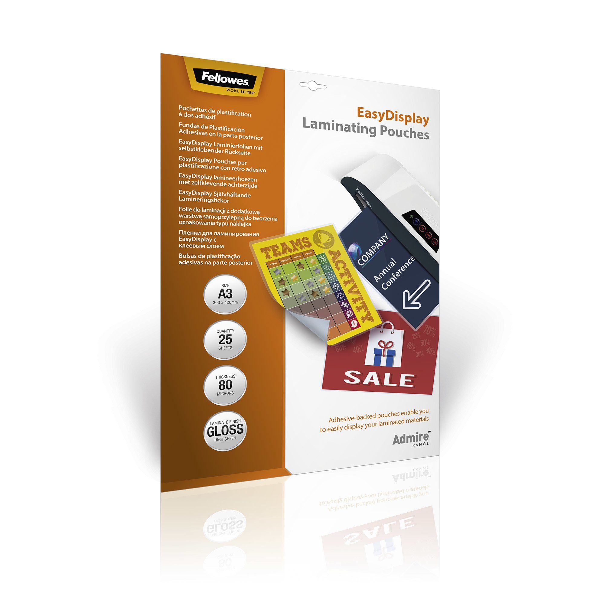 FELLOWES Laminiergerät Fellowes Laminierfolientasche, selbstklebend, A3 ...