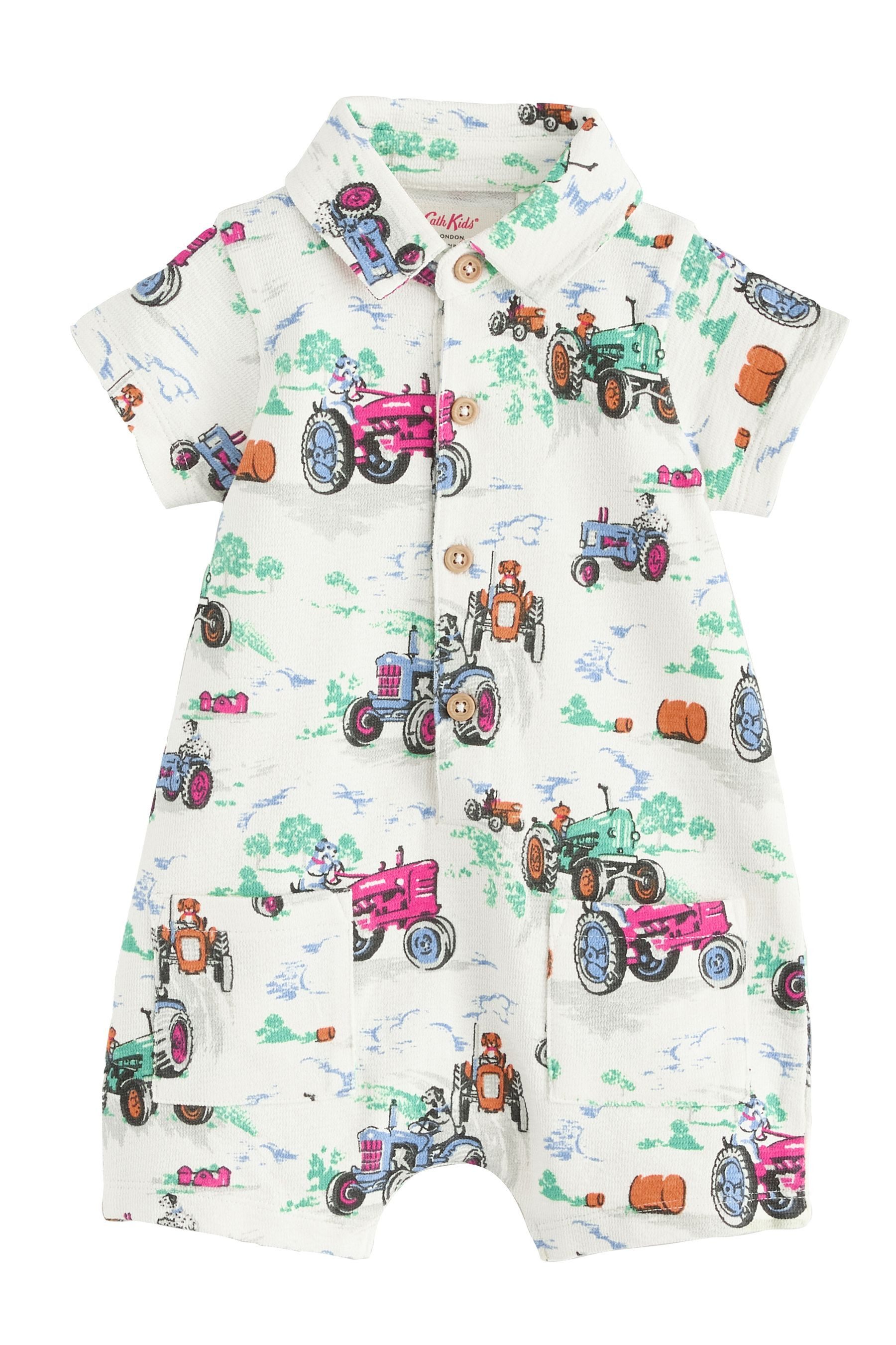Ecru Tractor Printed Collared