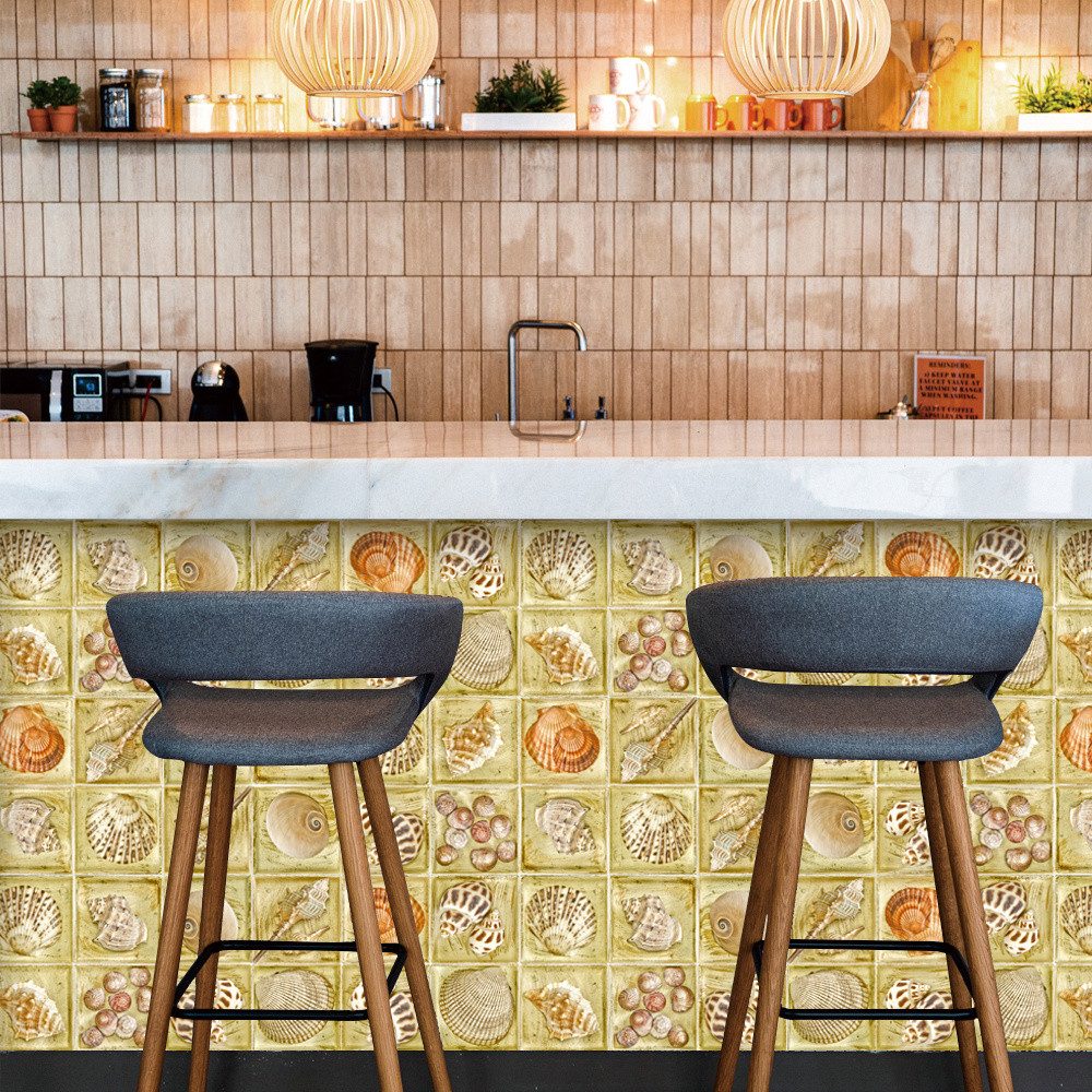 COOL-i ® Fliesenaufkleber 3D Klebefliesen 15x15cm 24 Stück,Botanische Malerei Fliesenaufkleber, PVC Wasserfest,Selbstklebend,Hitzebeständig,Starke Klebefähigkeit