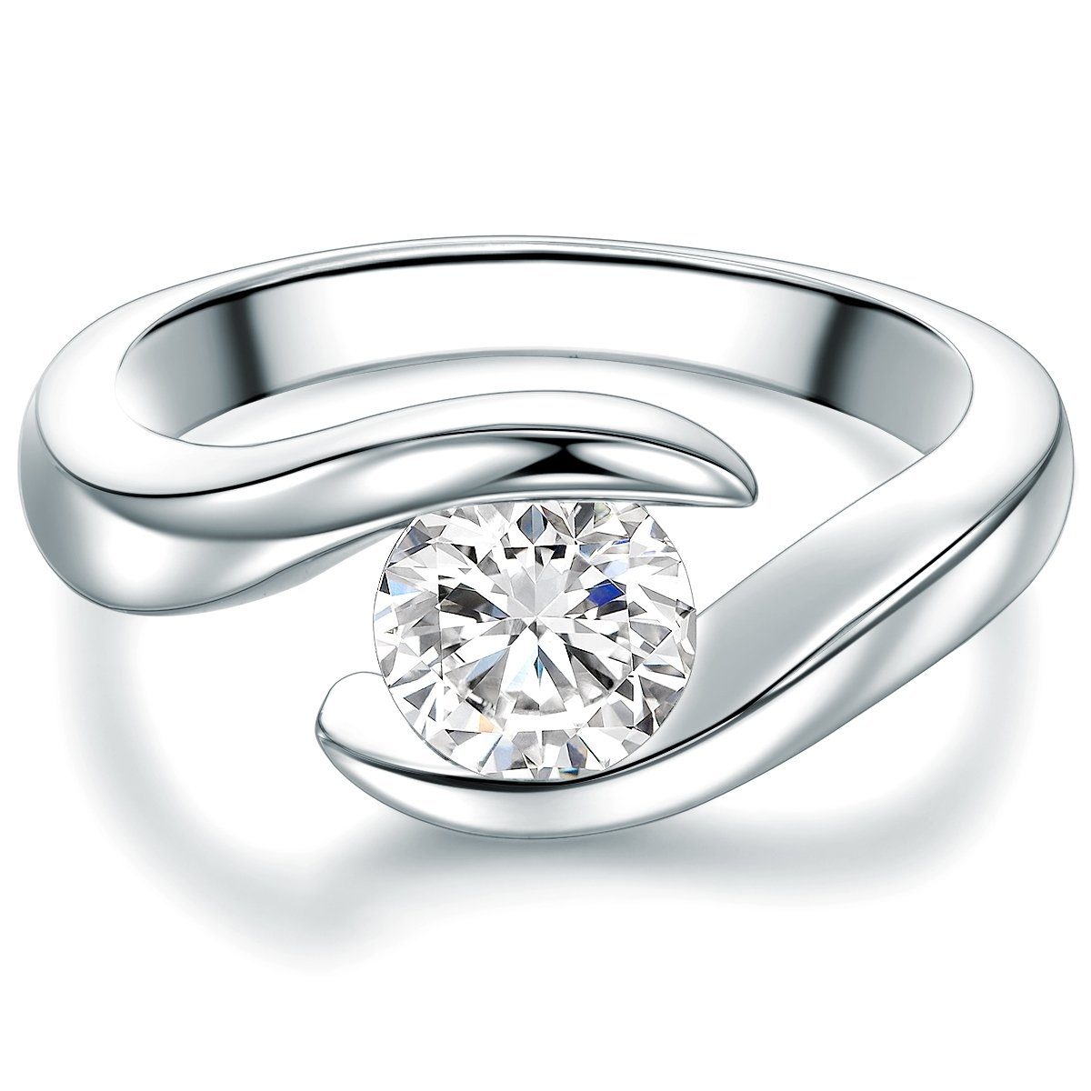 Trilani Silberring Damen-Ring aus Sterling Zirkonia 925 Twist-Optik mit Silber, in
