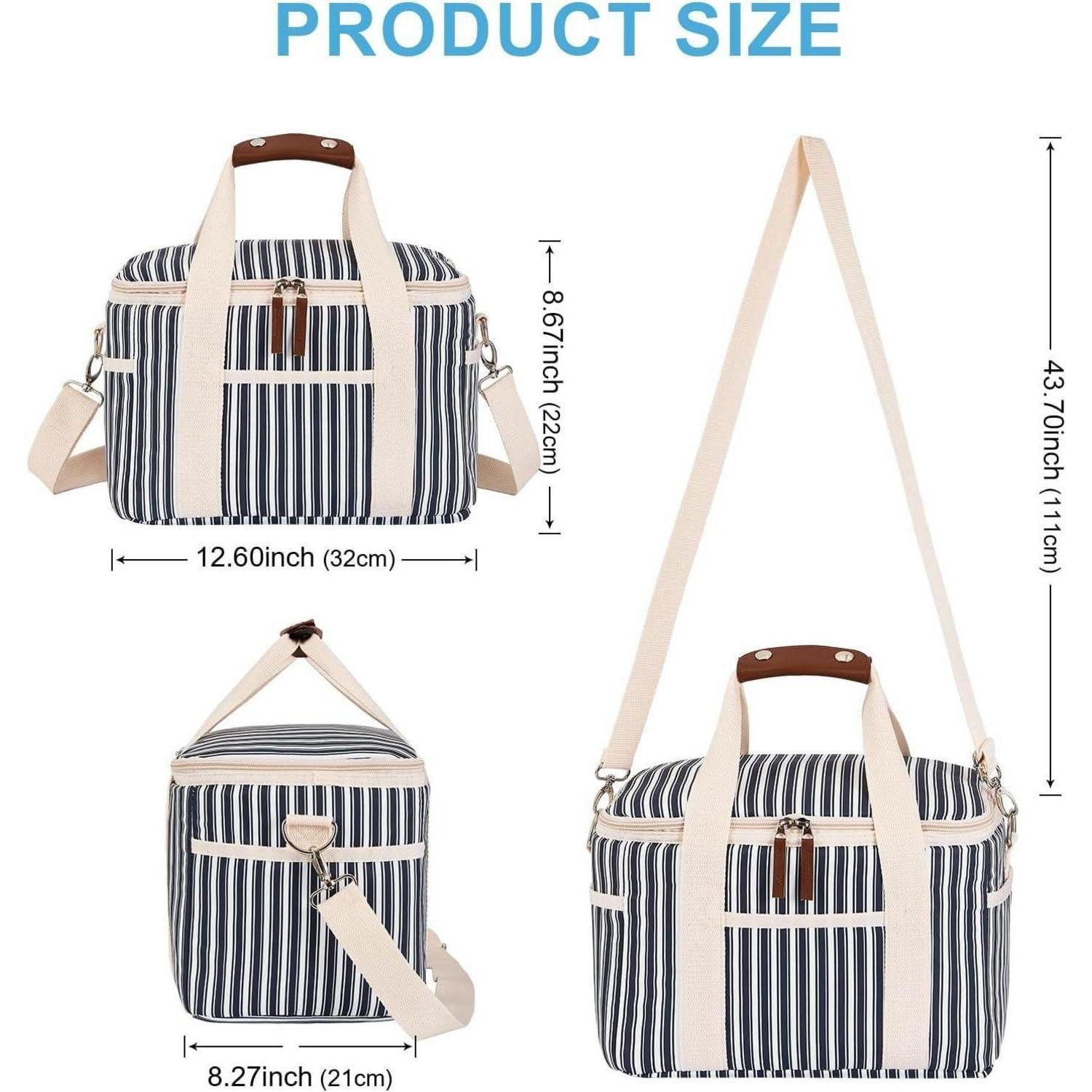 LuxusKollektion Kühltasche Kühltasche 15L Isoliert Lunchtasche 15L A-Marineblau Streifen