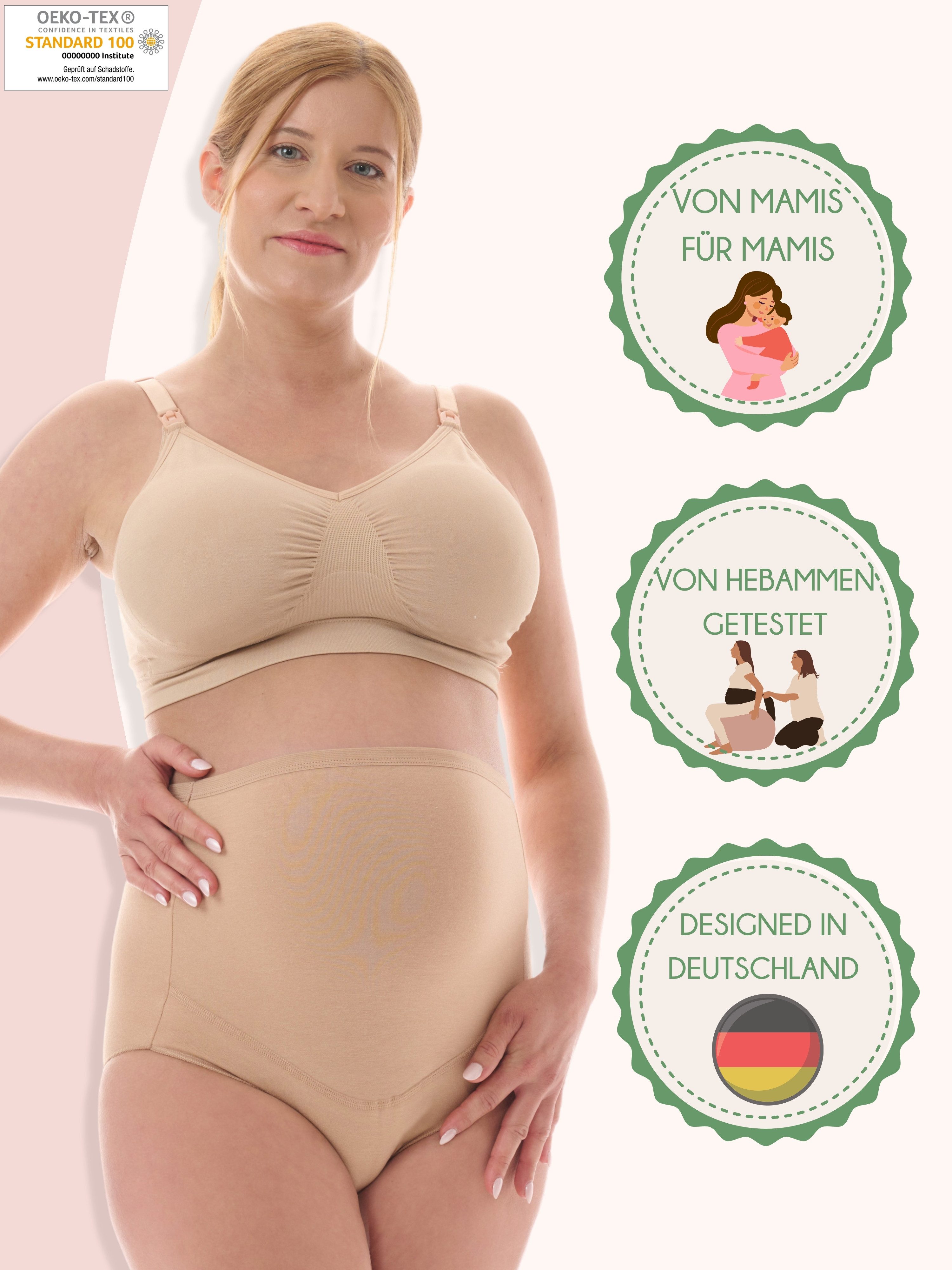 Herzmutter Umstandsslip 3er-Pack - Überbauchslip-Schwangerschaftsslip - Baumwoll-Mix
