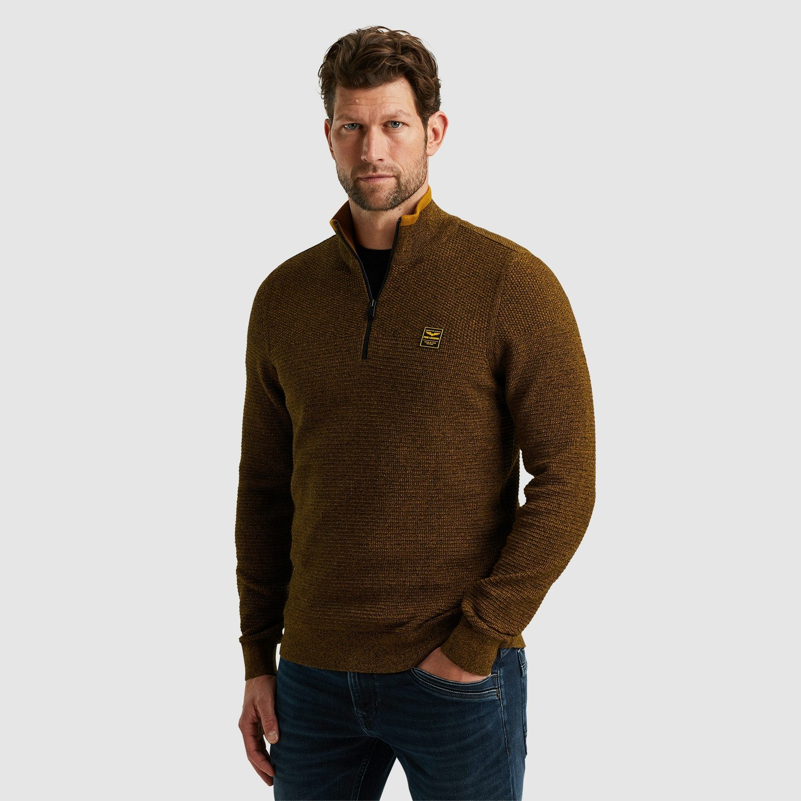 Troyer Half zip collar cotton mouline