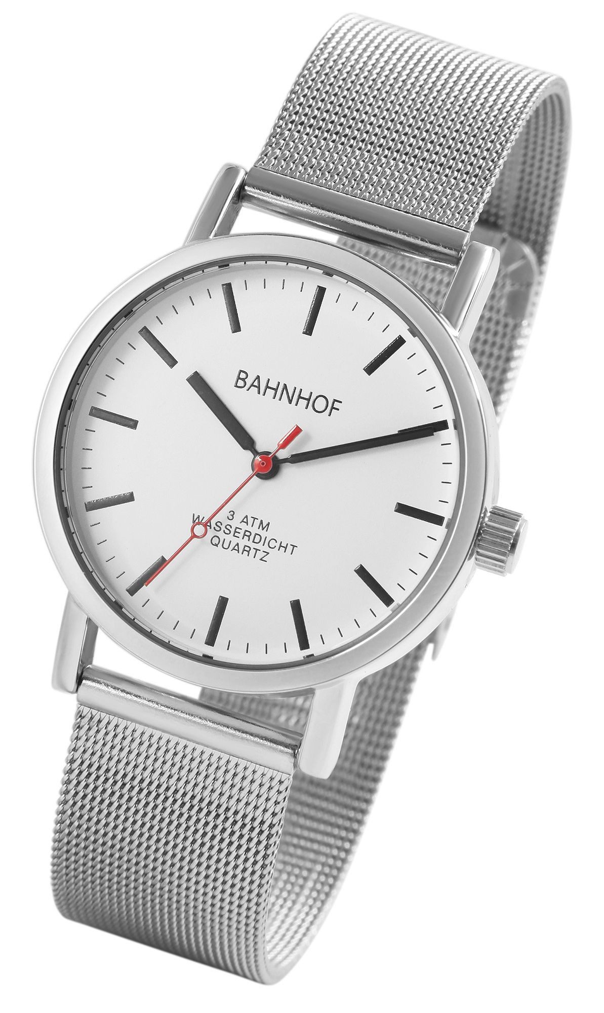 Bahnhof Quarzuhr 1300039 Bahnhof Damenuhr mit Milanesearmband günstig online kaufen