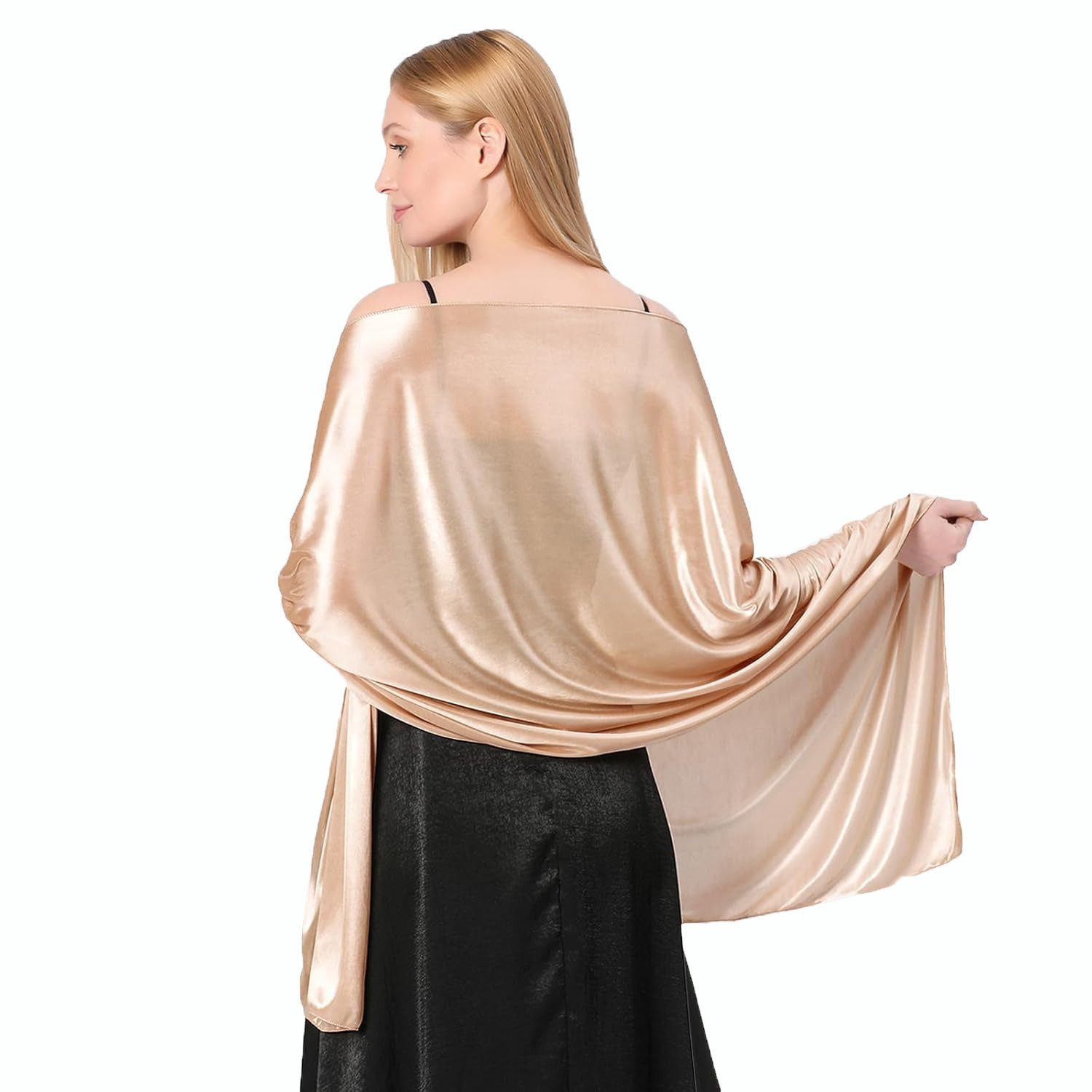 Zaewry Modeschal Damen Mode-Schal, Satin-Schal, farbenfroher Schal, geeignet für Hochzeiten, Abendkleider und Sommerpartys