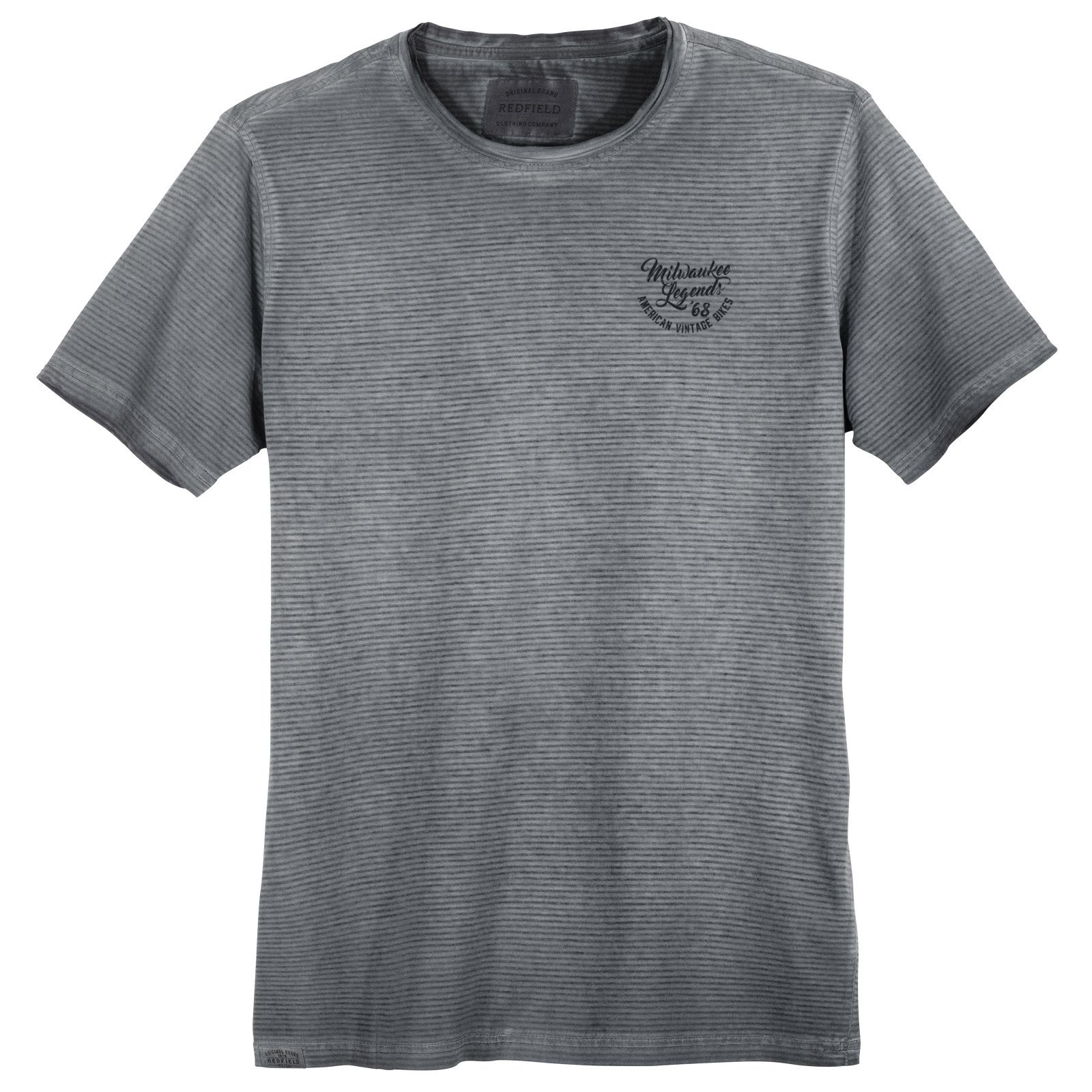 Größen Used geringelt redfield grau Herren Print-Shirt modisch Look T-Shirt Große Redfield