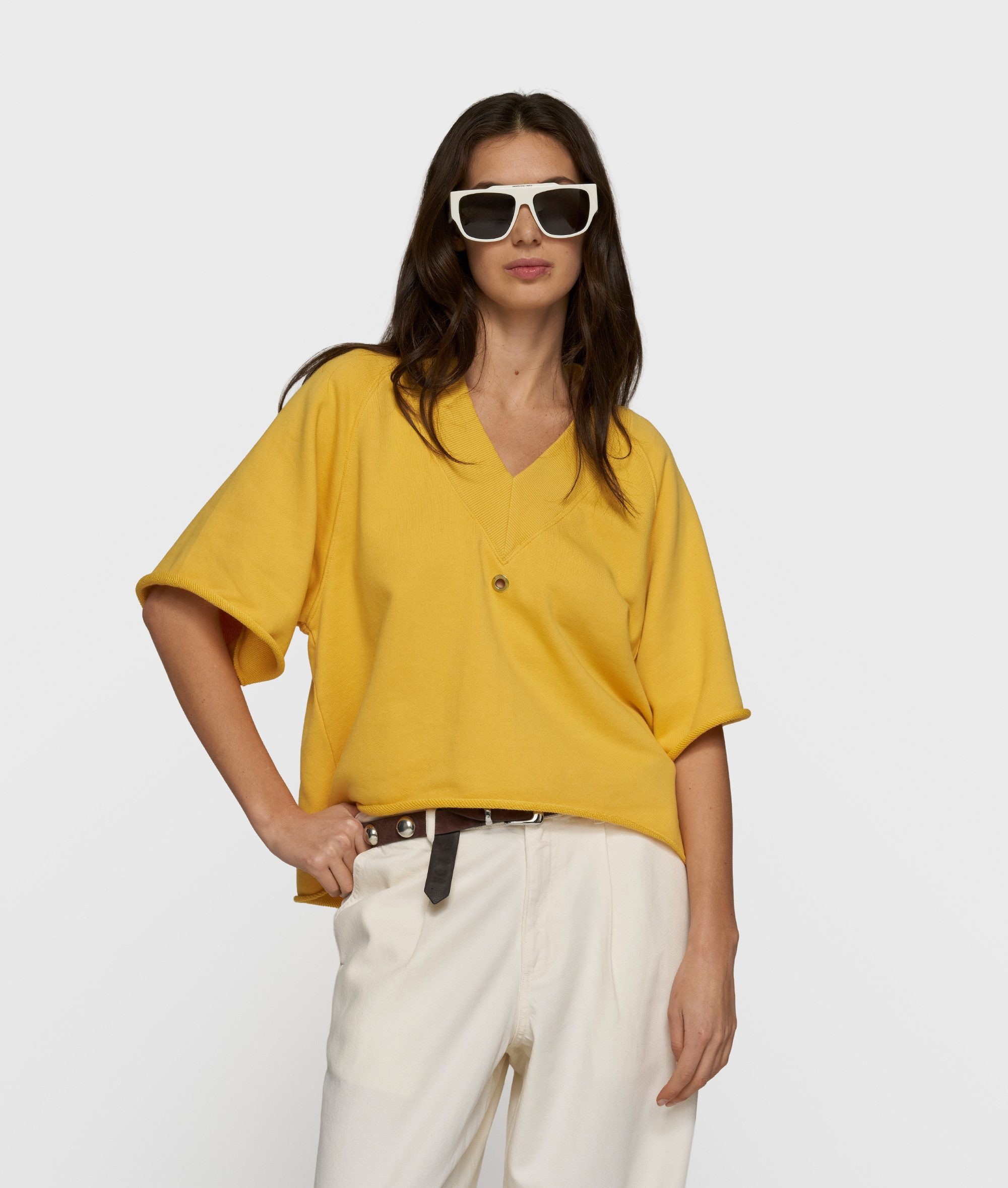 10DAYS Rundhalspullover short sleeve sweater v-neck