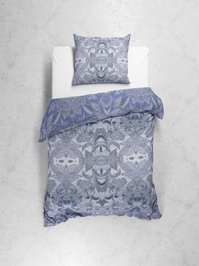 Bettwäsche Bles Frost Blue 135x200 + Kissenbezug 80 x 80 cm, Heckett and Lane, Baumolle, 2 teilig, Bettbezug Kopfkissenbezug Set kuschelig weich hochwertig