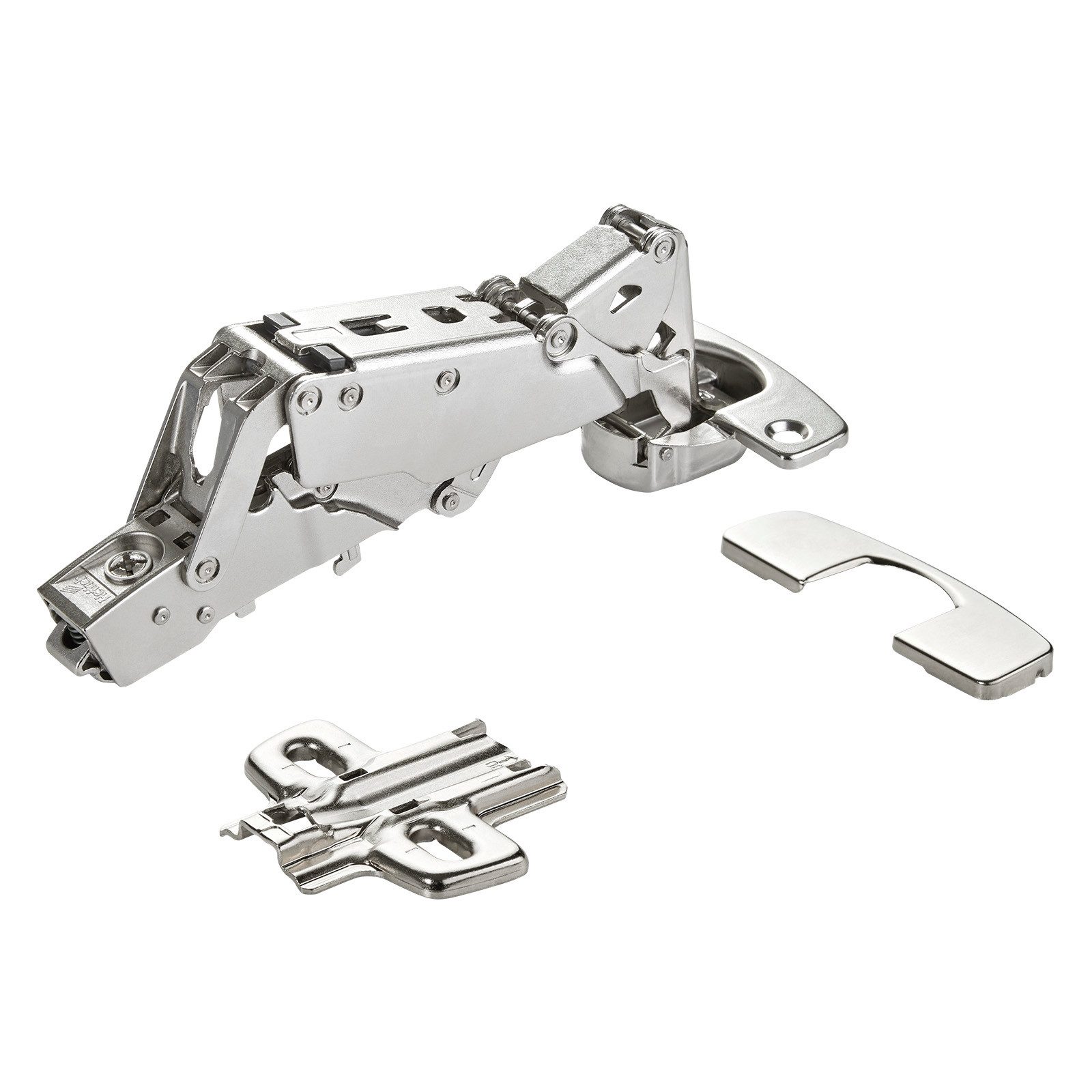 SO-TECH® Türbeschlag Weitwinkelscharnier 165° Sensys 8657i, Softclose (1 St), Eckanschlag + Montageplatte Höhe 0 mm + Abdeckung