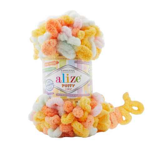 Alize 100g Strickgarn ALIZE Puffy Color, 100% Polyester Häkelwolle, 9 m, 6464