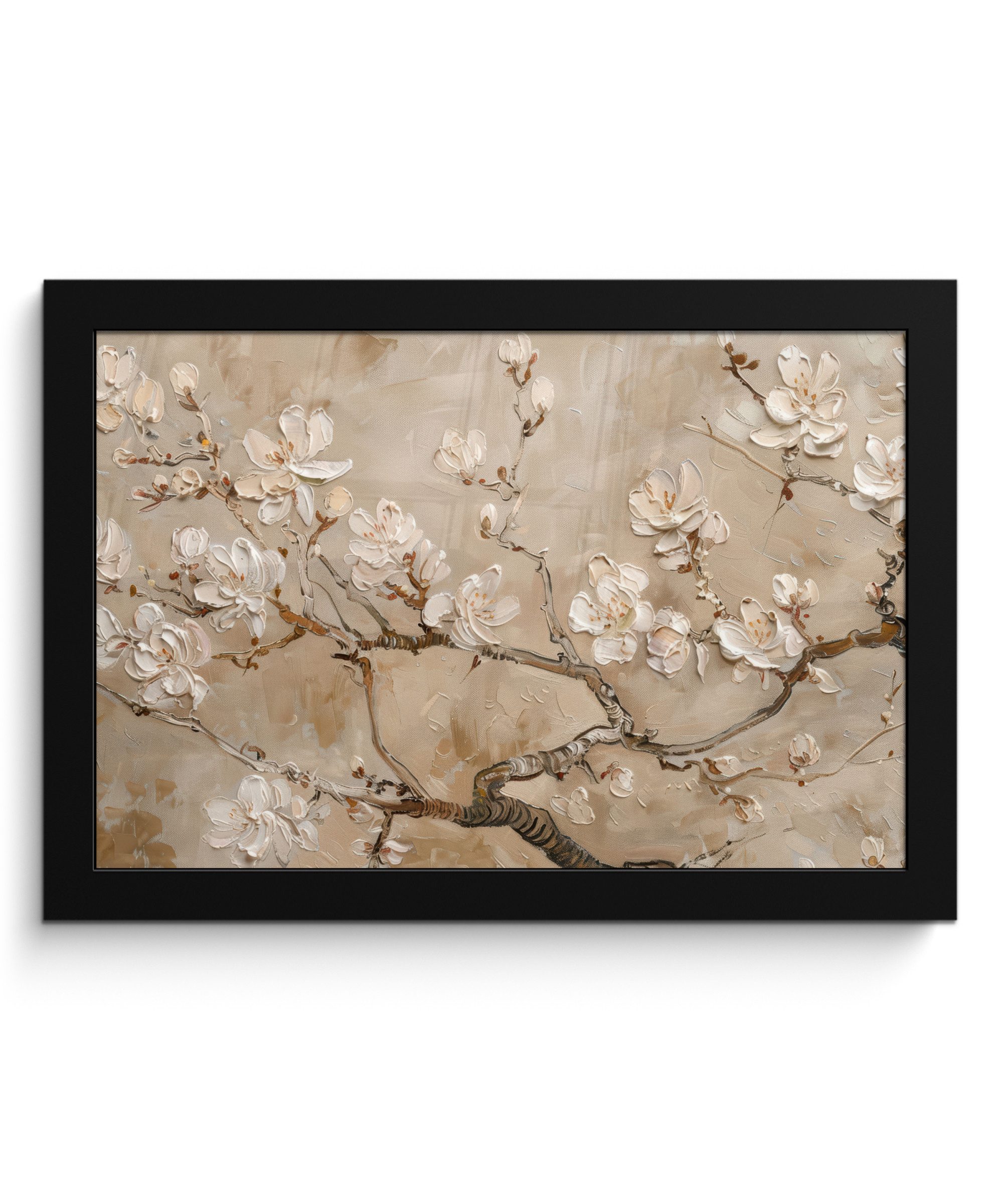 MuchoWow Poster Blumen - Modern - Beige - Weiß - Blüte, (1 St), Wandbilder, Deko Wohnzimmer Schlafzimmer, 30x20 cm