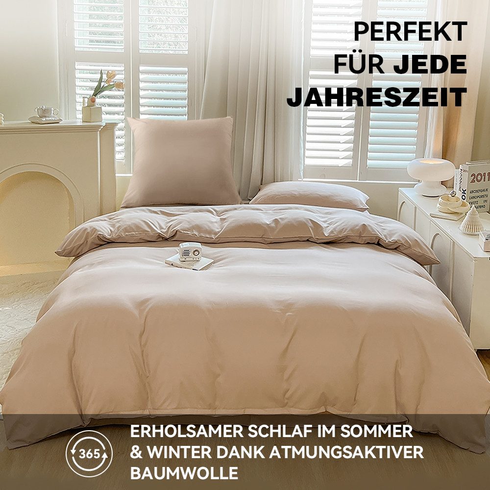 Elegear Bettwäsche Bettwäsche 135×200/155x220/200x200cm Mikrofaser Bettwäsche-Set, Mikrofaser aus Polyester, 2 teilig, Bettbezug+Kopfkissenbezug*1, atmungsaktiv – Bild 3 von 5
