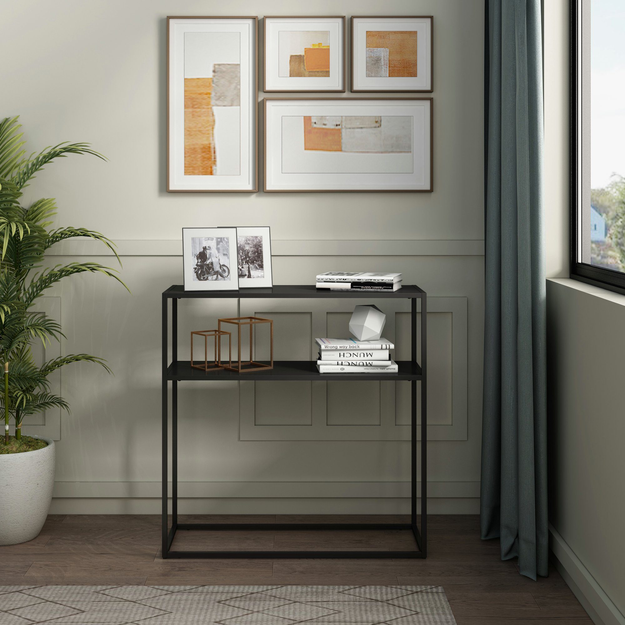 en.casa Konsolentisch, »Kuhmo« mit Metallplatte 80 x 80 x 30 cm Schwarz günstig online kaufen